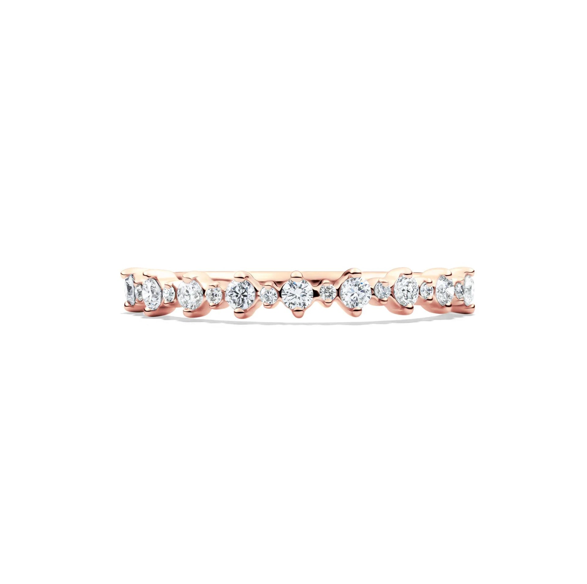 1/4 CT. Tw. Lab Grown Diamond Prong Stack Band Ring 10K Rose Gold Round Brilliant Cut Size 7 1mm