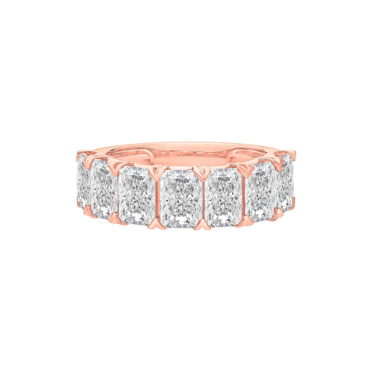 5 CT. Tw. Lab Grown Diamond Radiant Anniversary Band Ring 14K Rose Gold Size 6.5