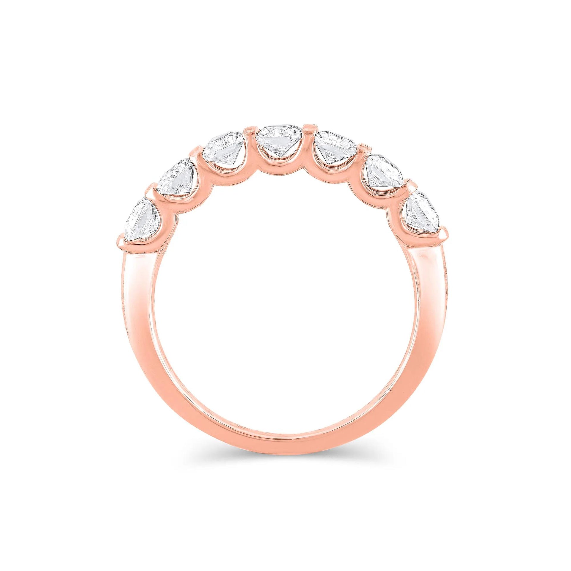 1 3/8 CT. Tw. Lab Grown Diamond Radiant-Cut Anniversary Band Ring 14K Rose Gold Size 8 4mm