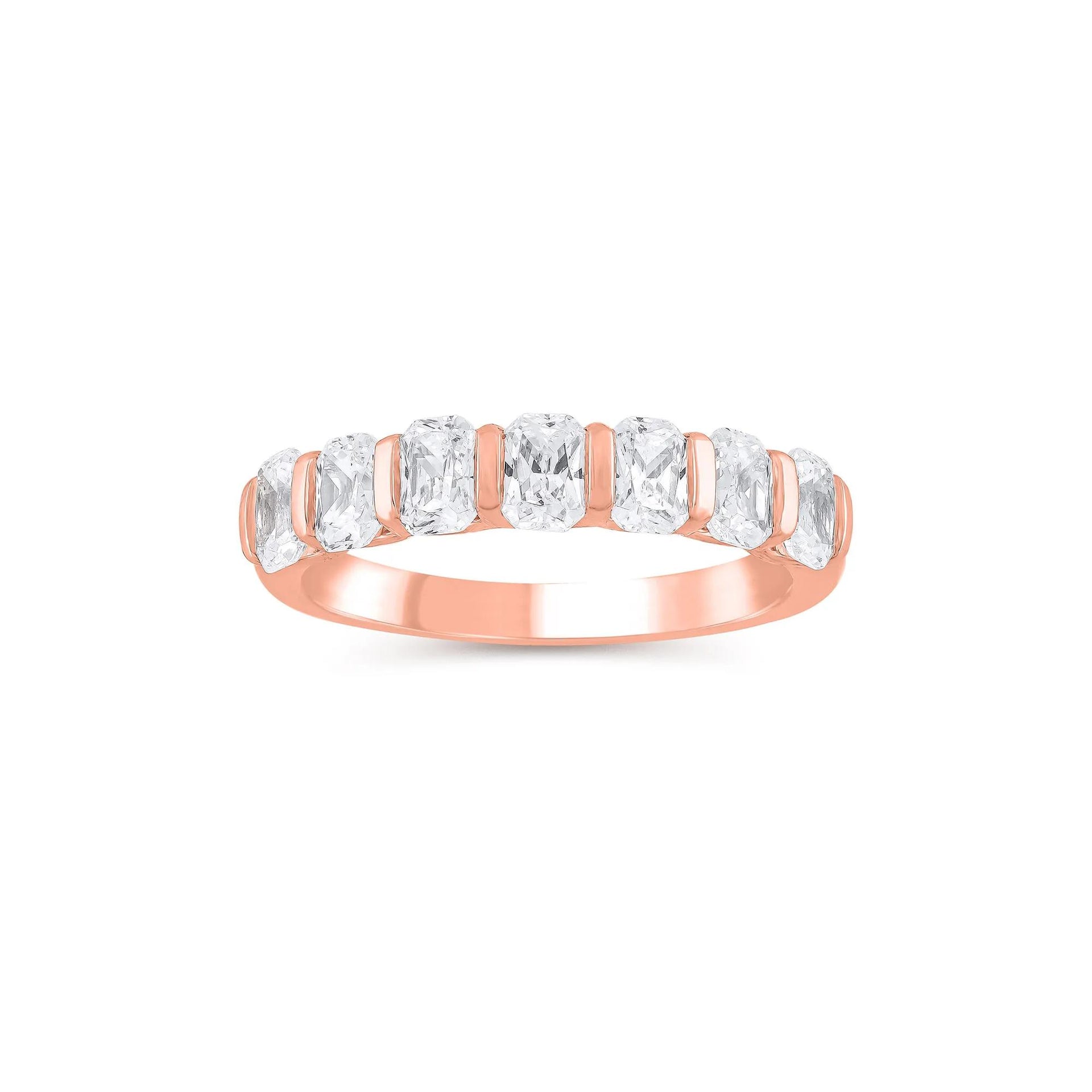 1 3/8 CT. Tw. Lab Grown Diamond Radiant-Cut Anniversary Band Ring 14K Rose Gold Size 8 4mm