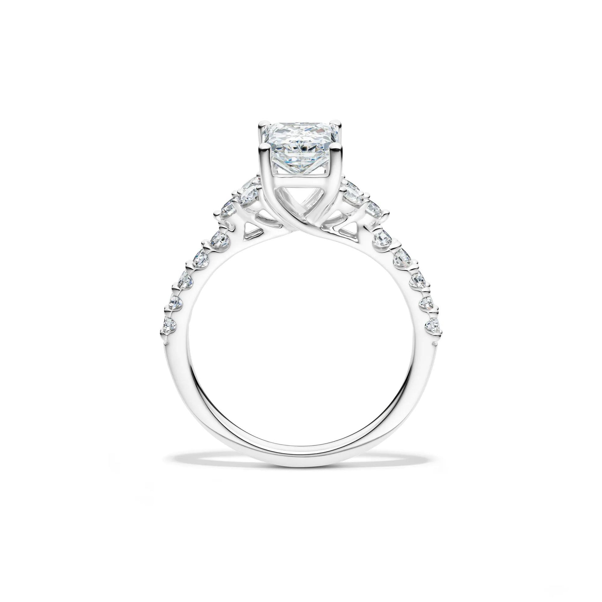 2 CT. Tw. Lab Grown Diamond Radiant-Cut Engagement Ring 14K White Gold Round Brilliant Cut Size 6