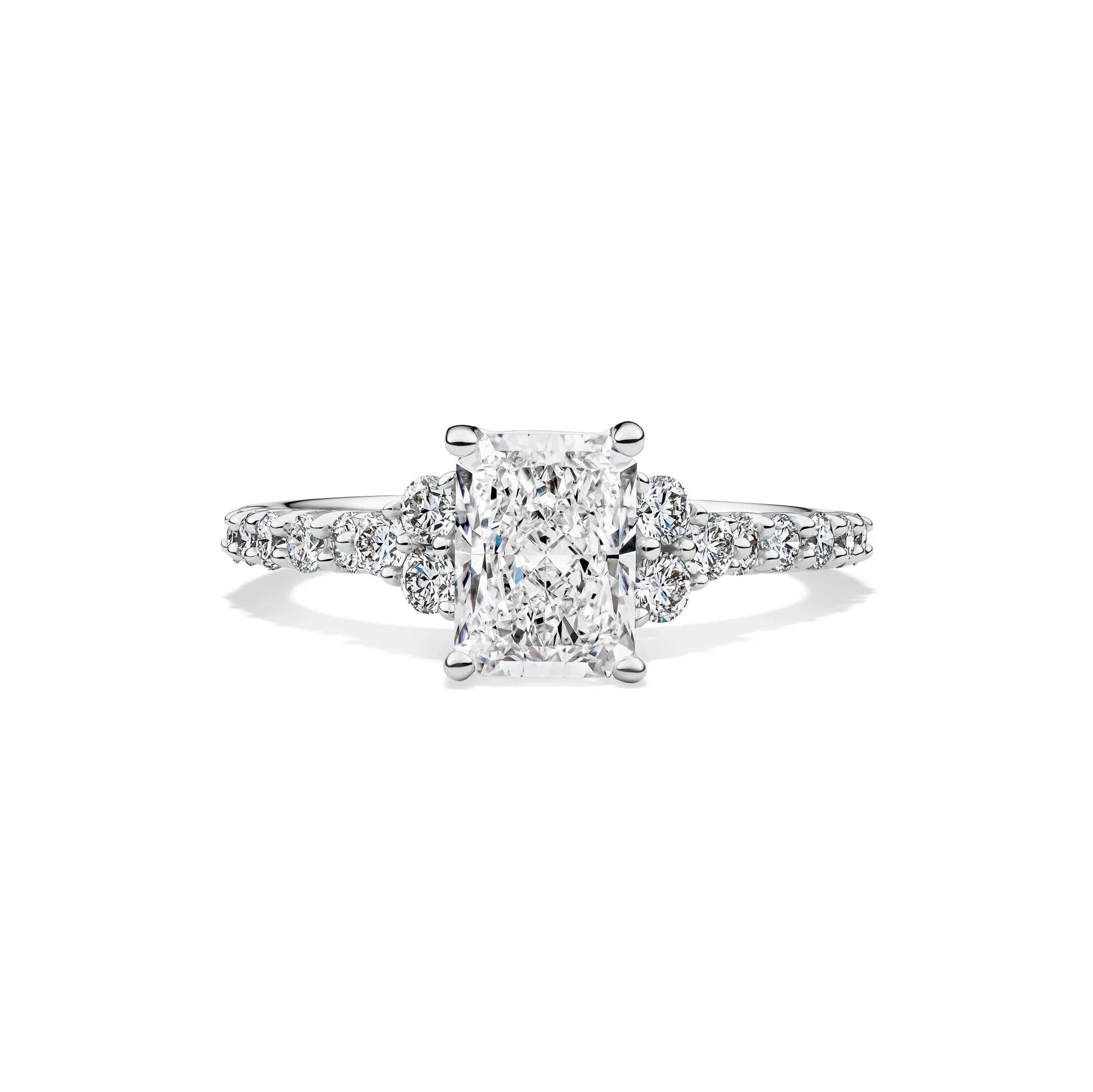 2 CT. Tw. Lab Grown Diamond Radiant-Cut Engagement Ring 14K White Gold Round Brilliant Cut Size 6