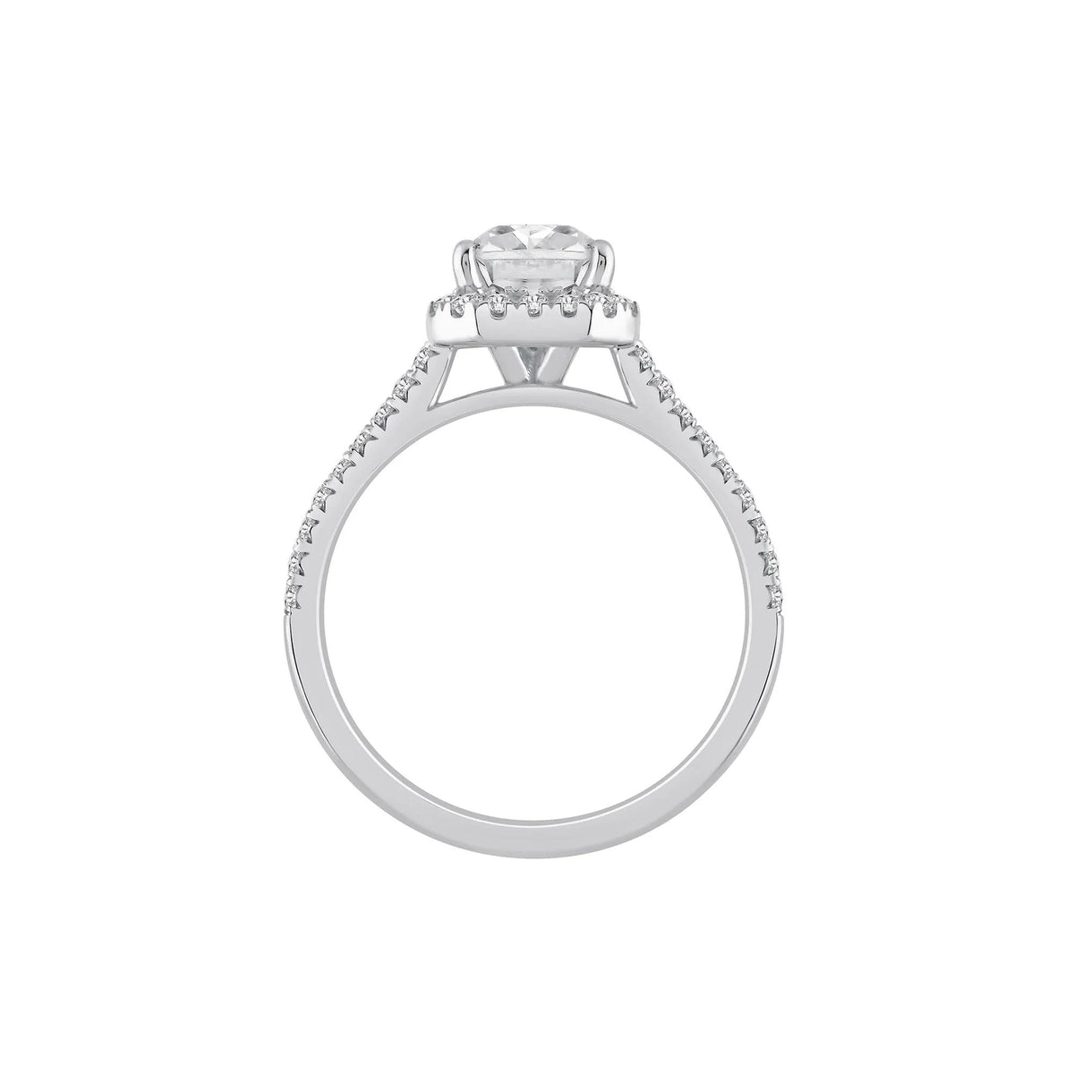 3 CT. Tw. Lab Grown Diamond Radiant-Cut Halo Engagement Ring 14K White Gold Size 8.5 11.5mm