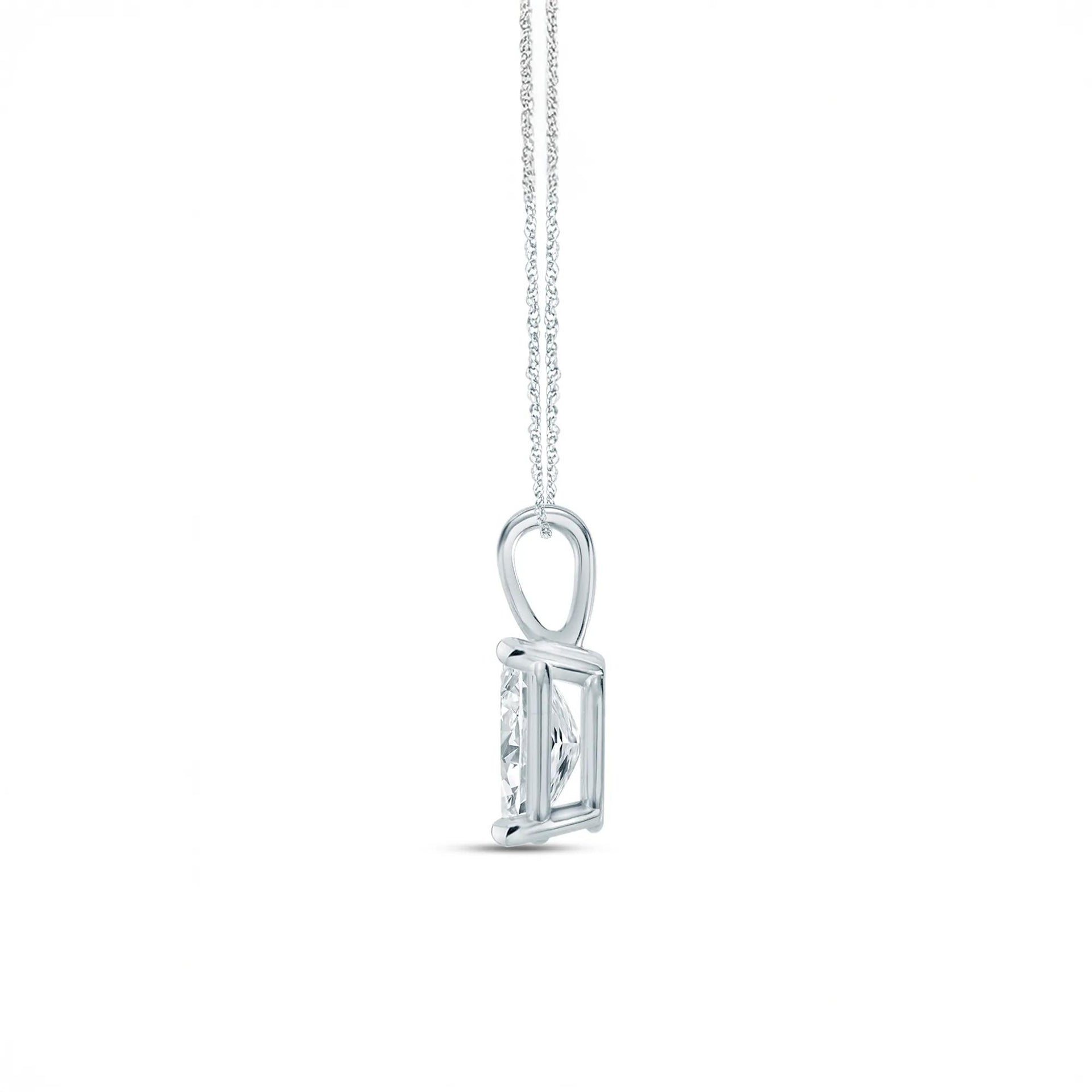 1/2 CT. Tw. Lab Grown Diamond Radiant-Cut Pendant Necklace 10K White Gold Size 18"