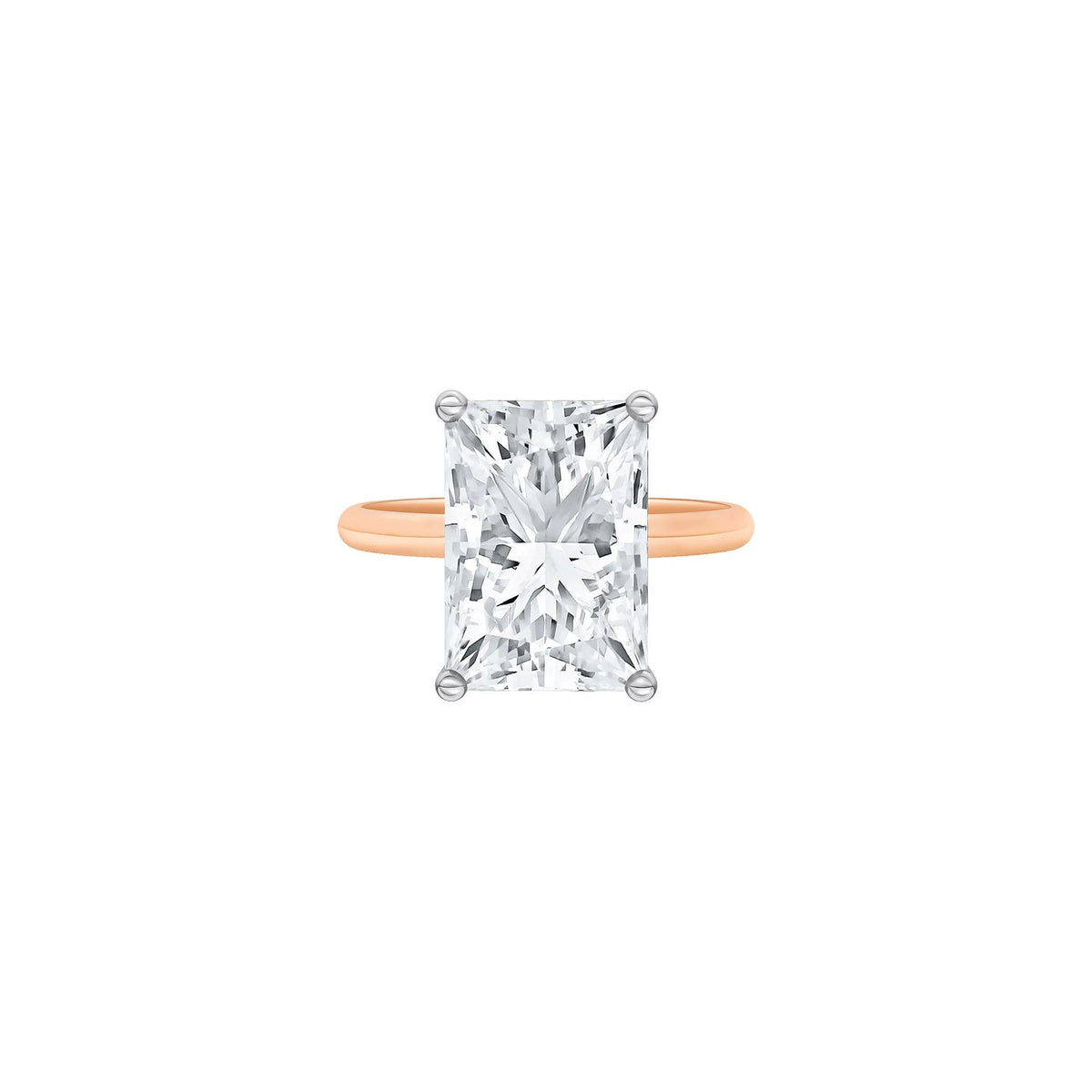 Lab Grown Diamond Radiant-Cut Solitaire Ring 14K Rose & White Gold (6 CT.) Size 5 2mm