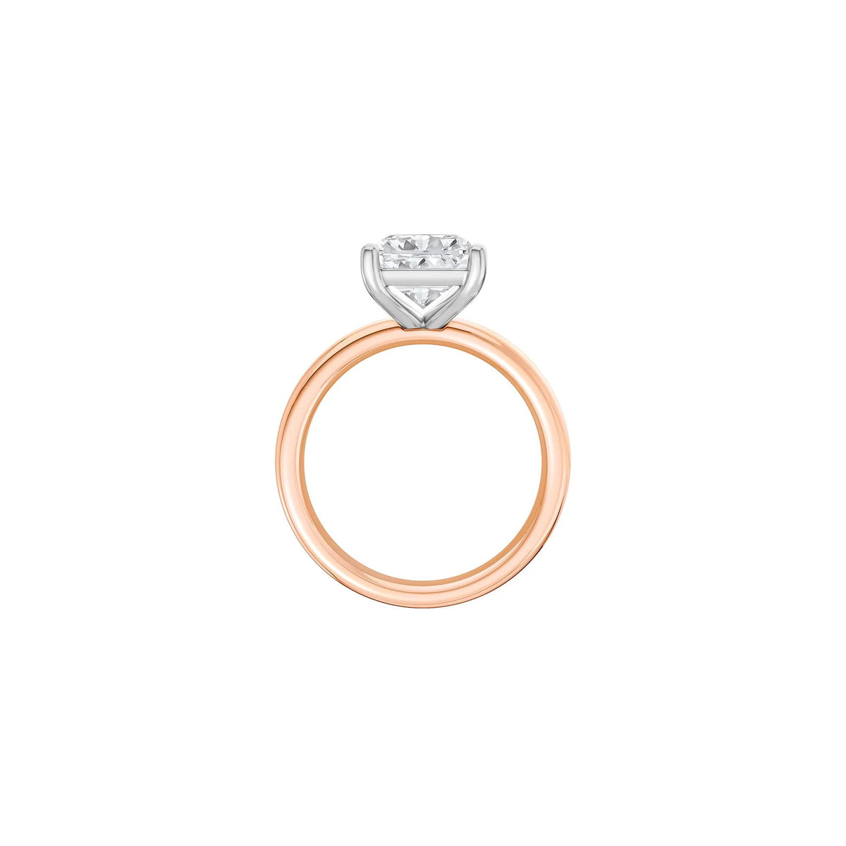 Lab Grown Diamond Radiant-Cut Solitaire Ring 14K Rose & White Gold (4 CT.) Size 5 2mm