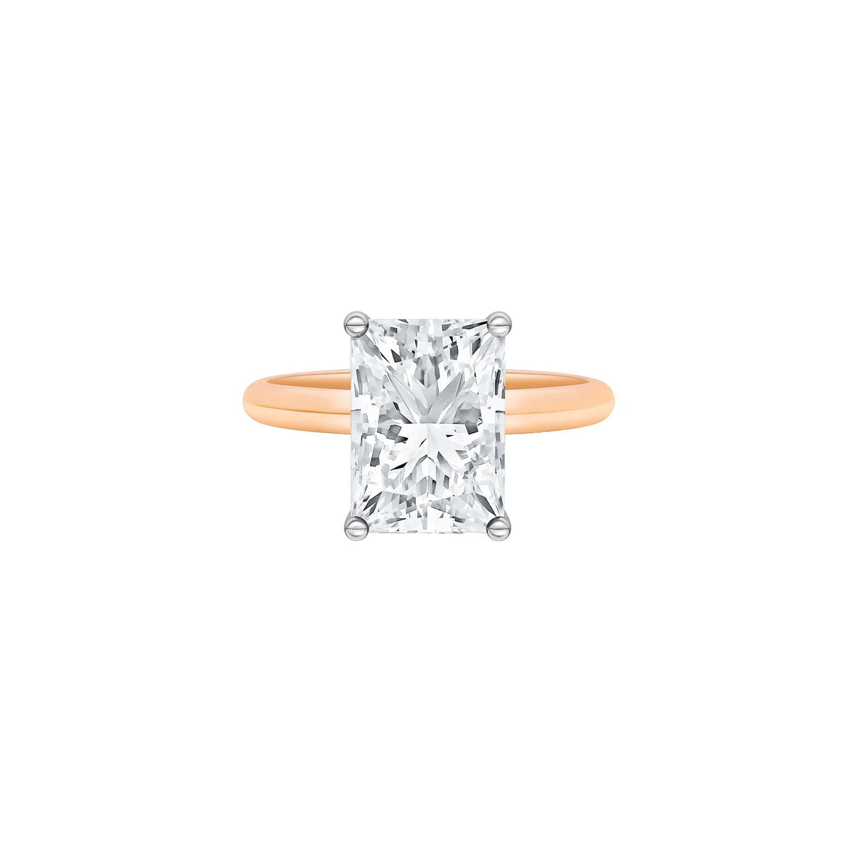 Lab Grown Diamond Radiant-Cut Solitaire Ring 14K Rose & White Gold (4 CT.) Size 5 2mm