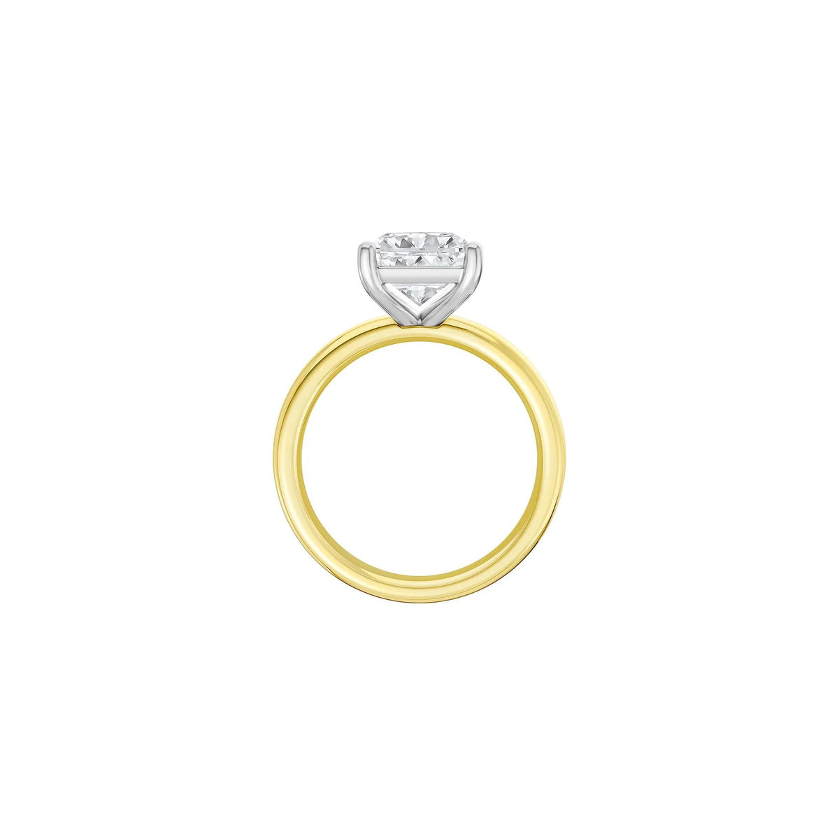 Lab Grown Diamond Radiant-Cut Solitaire Ring 14K Yellow & White Gold (4 CT.) Size 4 2mm
