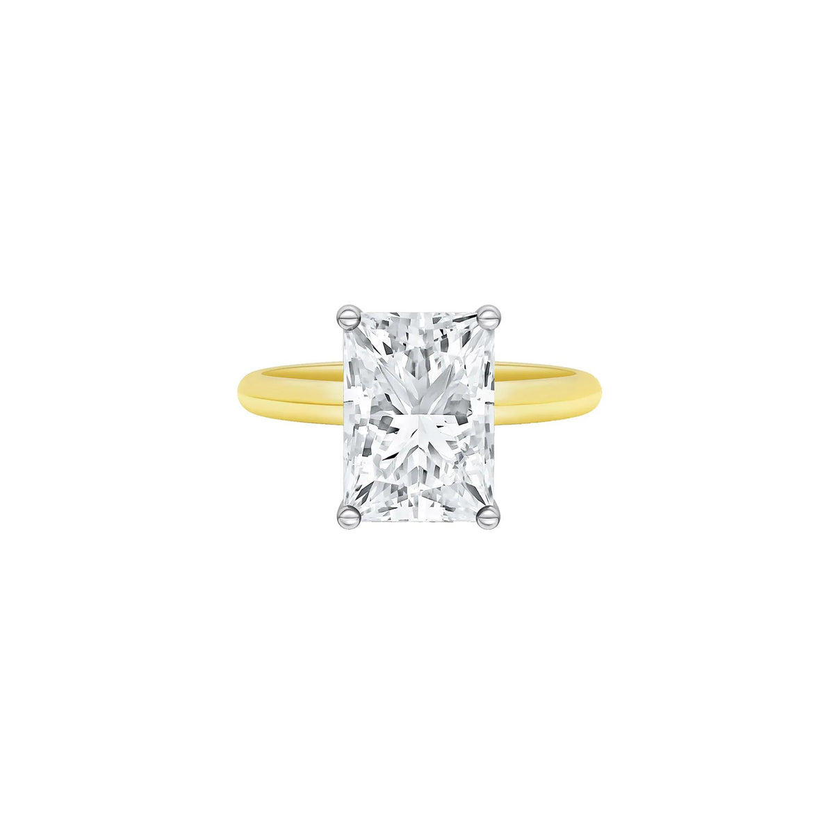 Lab Grown Diamond Radiant-Cut Solitaire Ring 14K Yellow & White Gold (4 CT.) Size 4 2mm