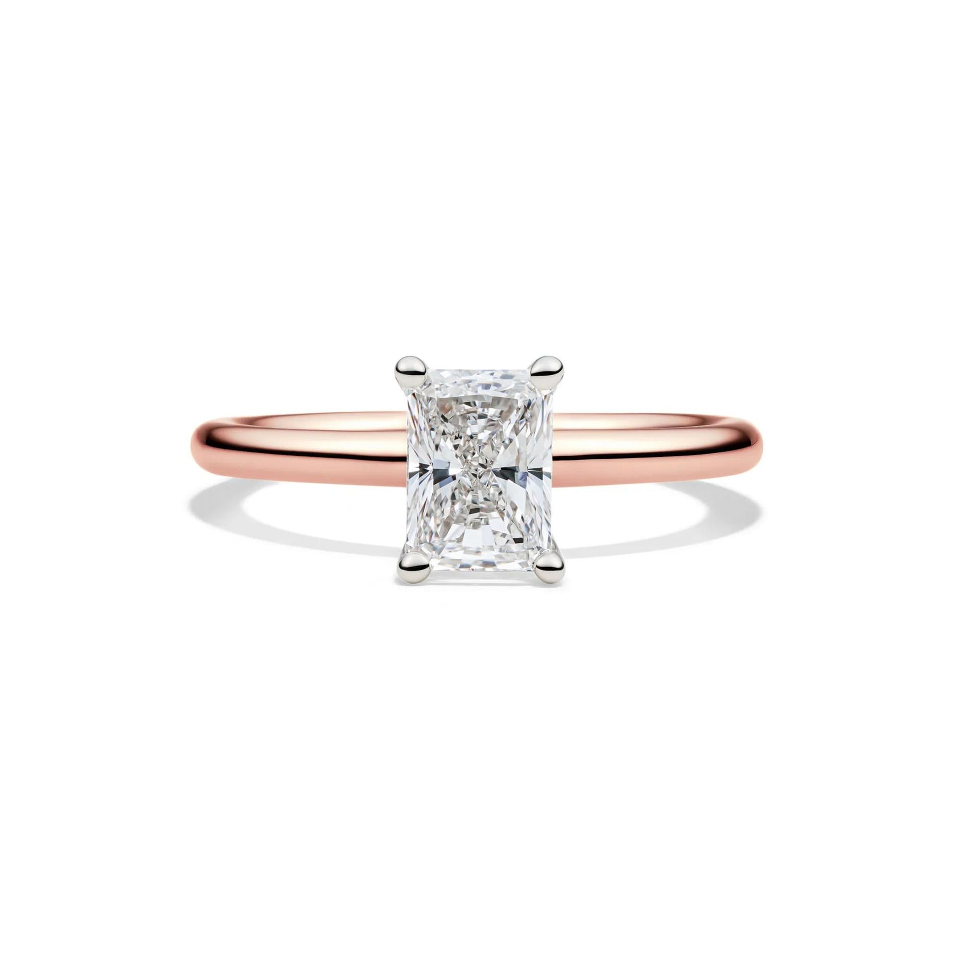 Lab Grown Diamond Radiant-Cut Solitaire Ring 14K Rose Gold (1 CT.) Size 4 2mm