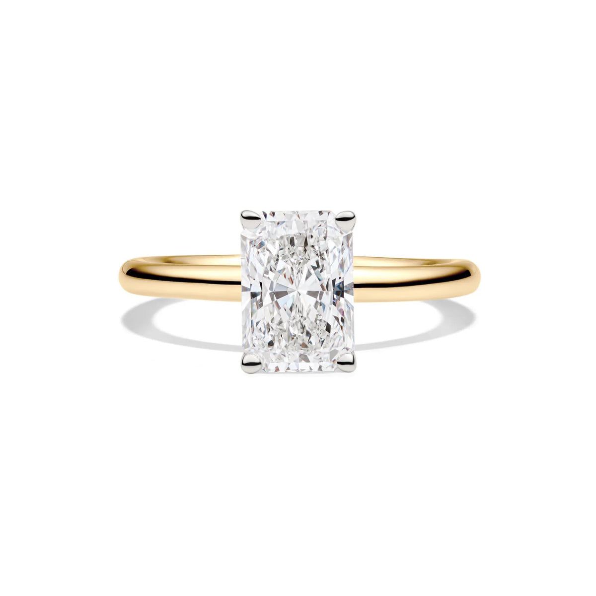 Lab Grown Diamond Radiant-Cut Solitaire Ring 14K Yellow Gold (2 CT.) Size 11.5 2mm