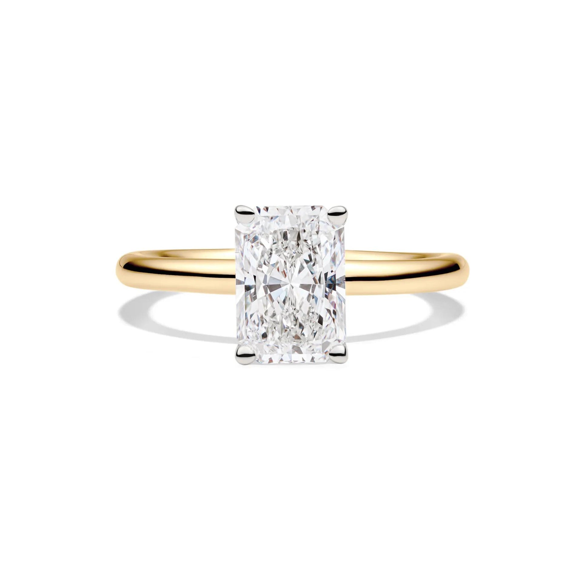 Lab Grown Diamond Radiant-Cut Solitaire Ring 14K Yellow Gold (2 CT.) Size 6.5 2mm