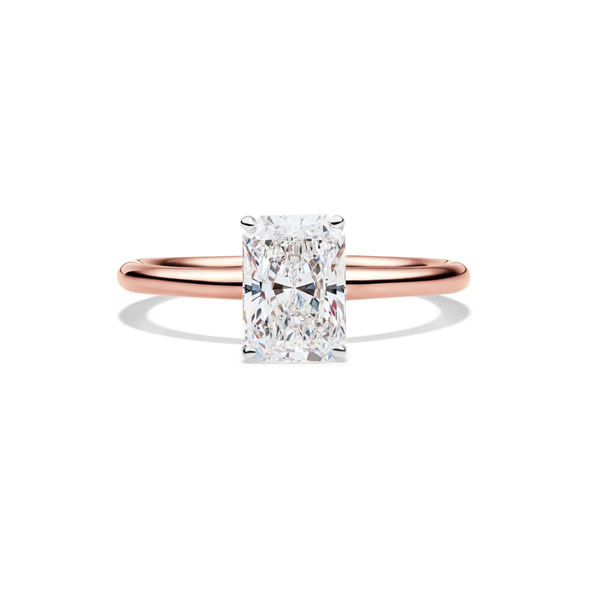 Lab Grown Diamond Radiant-Cut Solitaire Ring 14K Rose Gold (1/2 CT.) Size 6 2mm