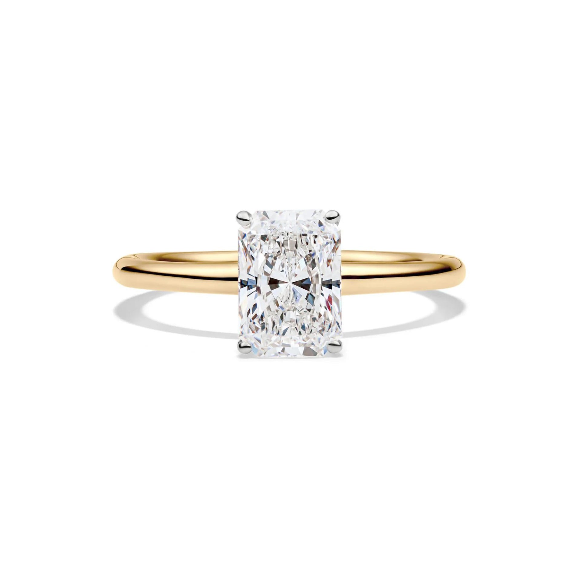 Lab Grown Diamond Radiant-Cut Solitaire Ring 14K Yellow Gold (1/2 CT.) Size 8 2mm