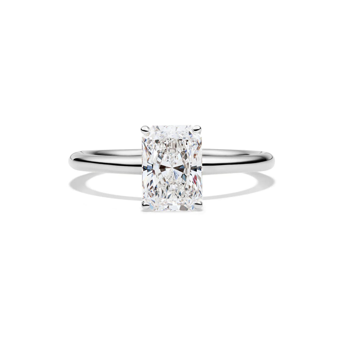 Lab Grown Diamond Radiant-Cut Solitaire Ring Platinum (1/2 CT.) White Size 8.5 2mm