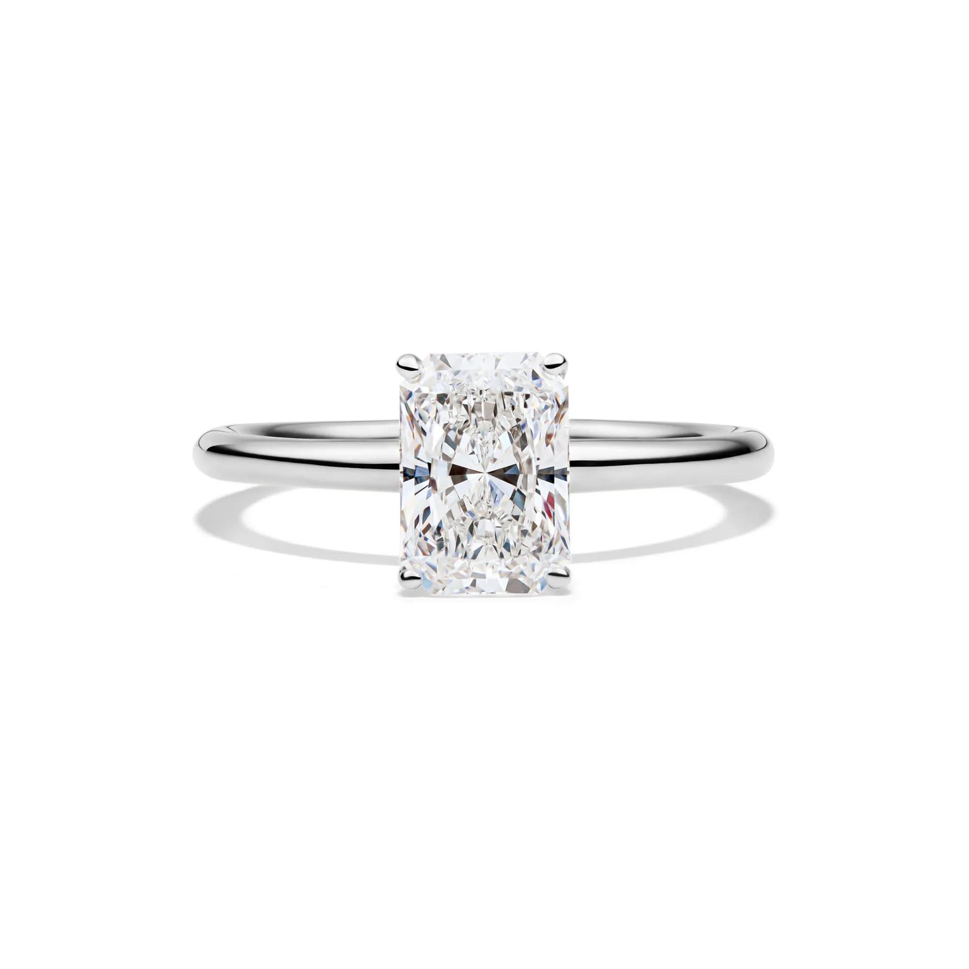 Lab Grown Diamond Radiant-Cut Solitaire Ring Platinum (1/2 CT.) White Size 5 2mm