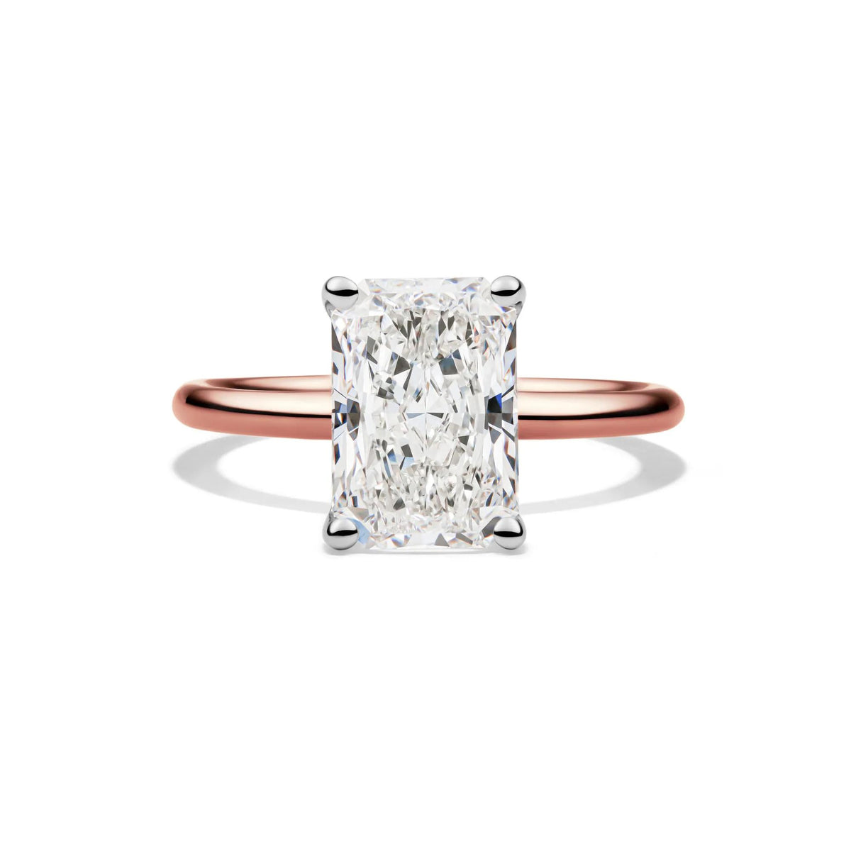 Lab Grown Diamond Radiant-Cut Solitaire Ring 14K Rose Gold (3 CT.) Size 8 2mm