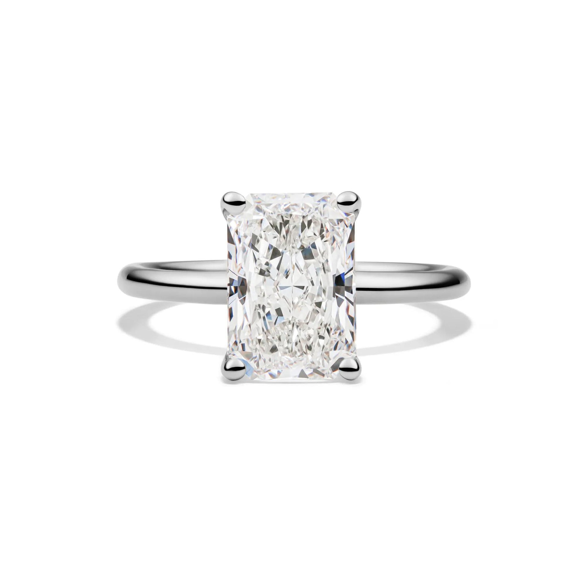 Lab Grown Diamond Radiant-Cut Solitaire Ring 14K White Gold (3 CT.) Size 10 2mm