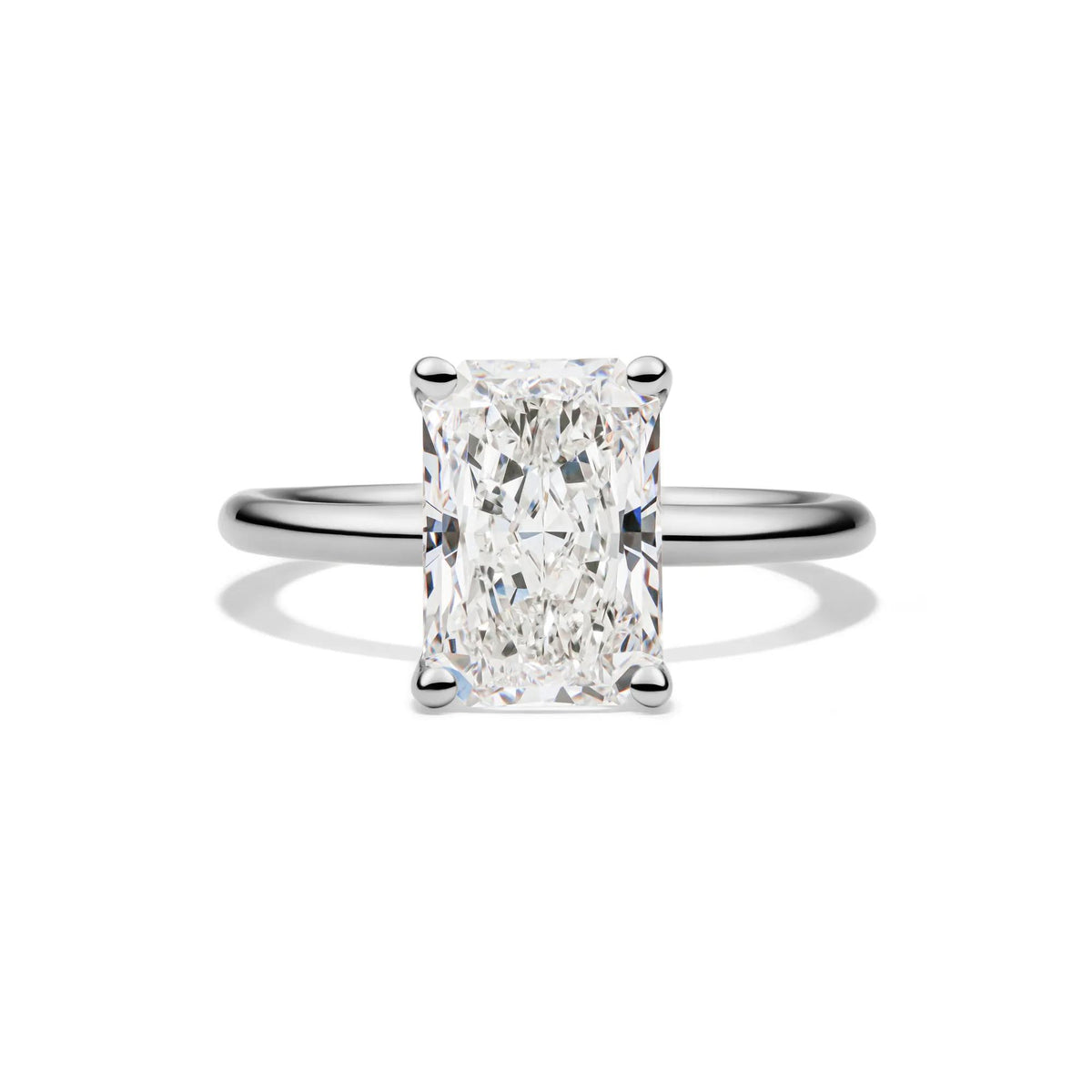 Lab Grown Diamond Radiant-Cut Solitaire Ring 14K White Gold (3 CT.) Size 7 2mm