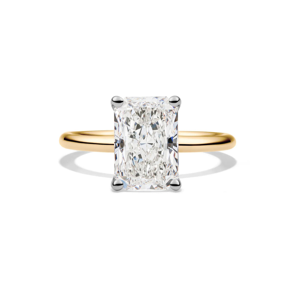Lab Grown Diamond Radiant-Cut Solitaire Ring 14K Yellow and White Gold (3 CT.) Size 11.5 2mm