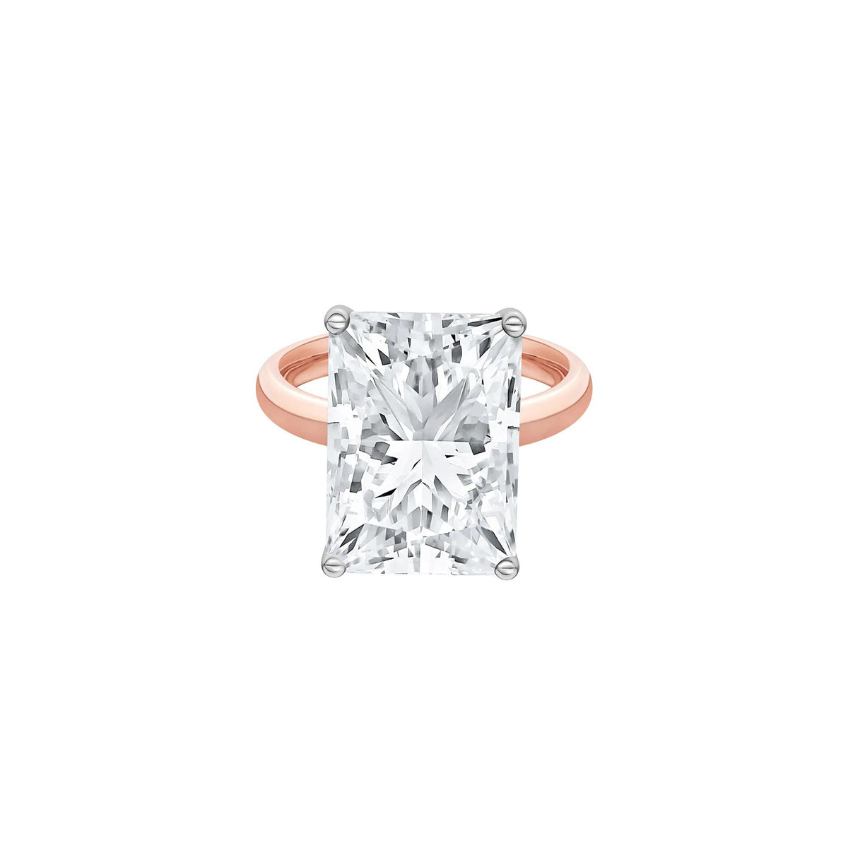 Lab Grown Diamond Radiant-Cut Solitaire Ring 14K Rose & White Gold (9 CT.) Size 12 2mm