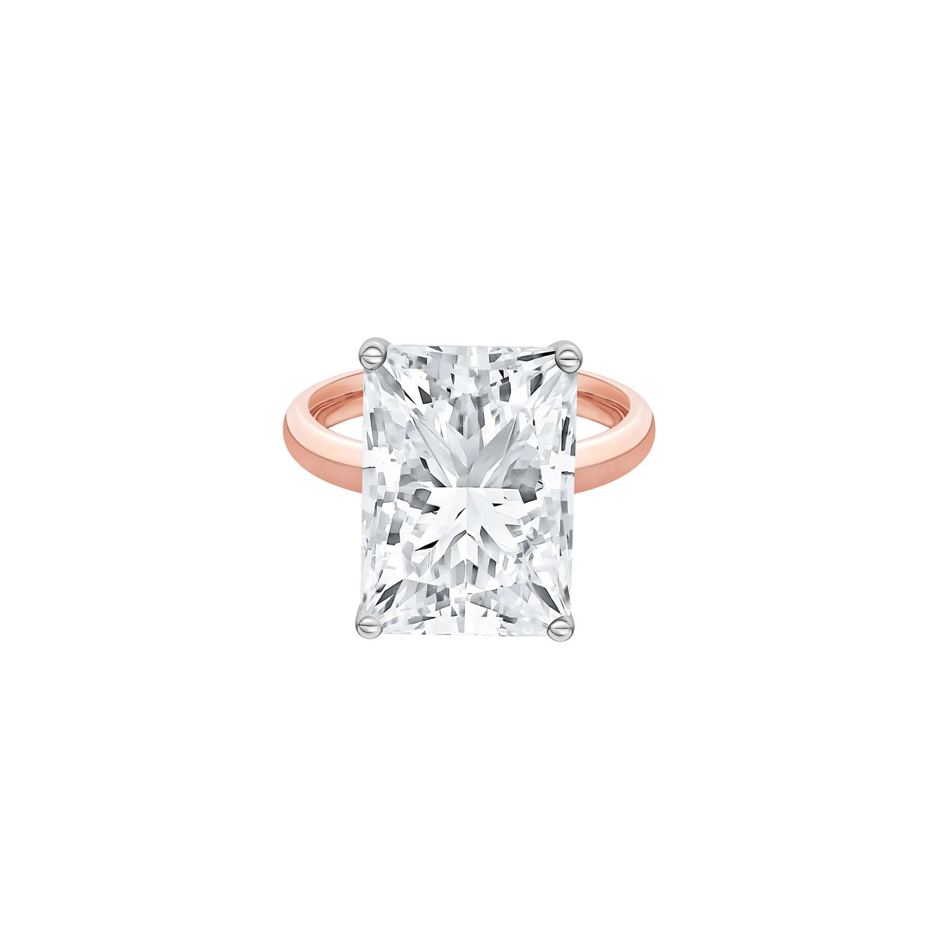 Lab Grown Diamond Radiant-Cut Solitaire Ring 14K Rose & White Gold (9 CT.) Size 4 2mm