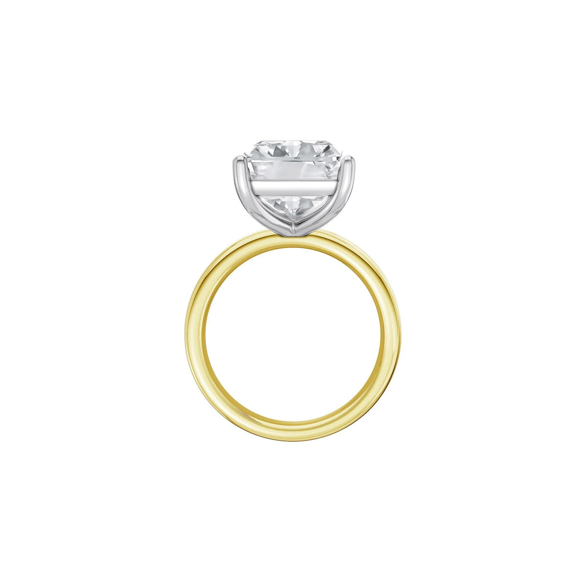 Lab Grown Diamond Radiant-Cut Solitaire Ring 14K Yellow & White Gold (9 CT.) Size 4 2mm