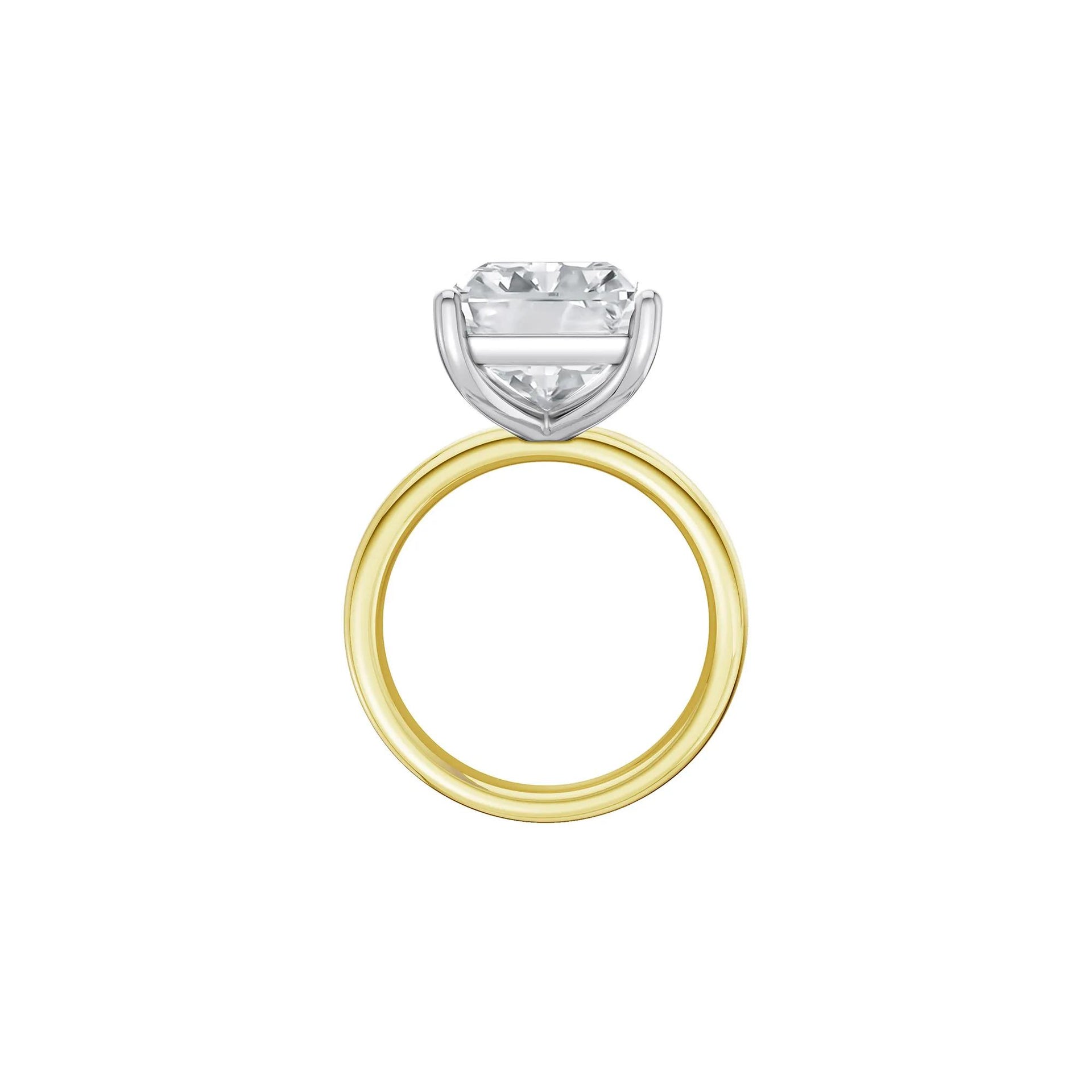 Lab Grown Diamond Radiant-Cut Solitaire Ring 14K Yellow & White Gold (9 CT.) Size 5 2mm