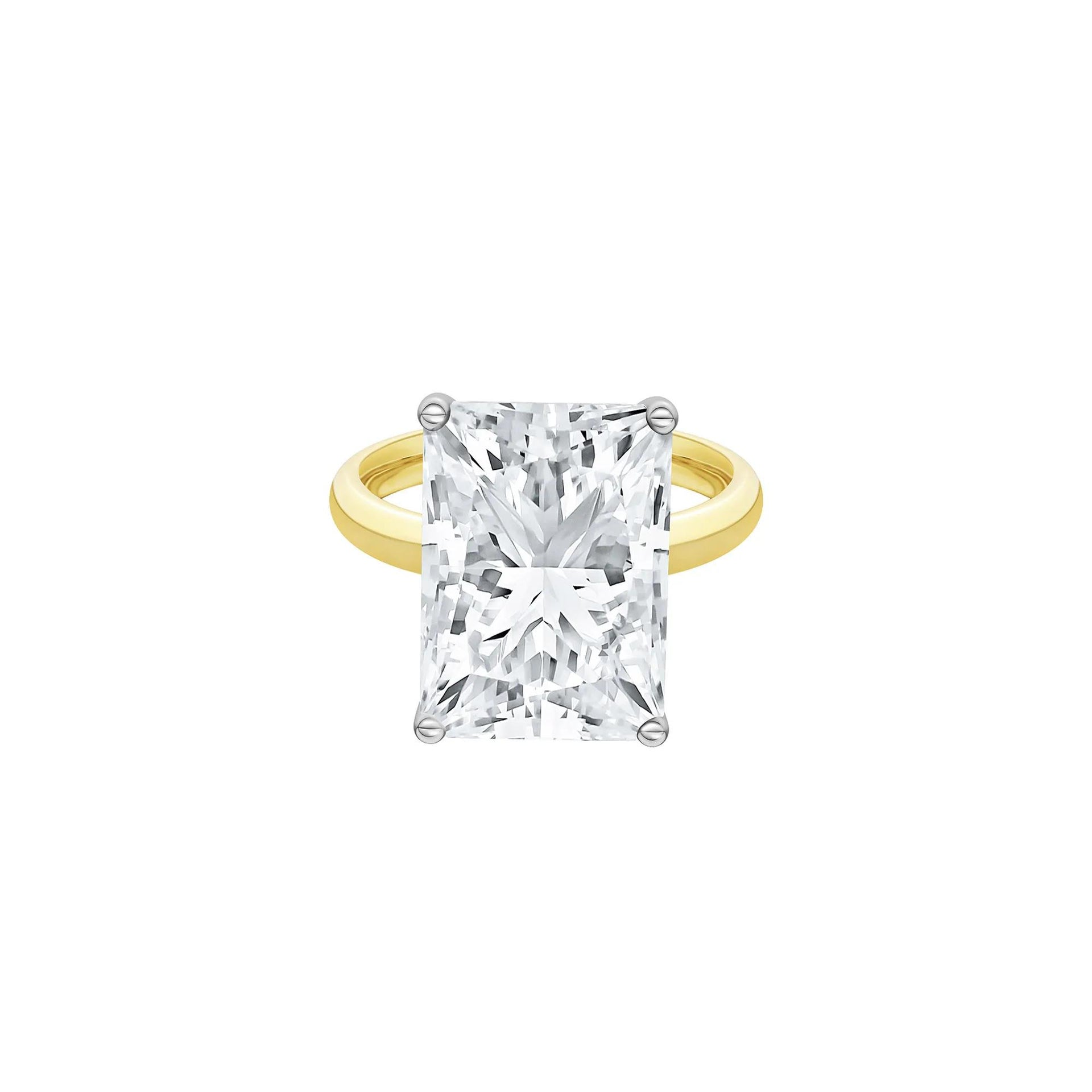 Lab Grown Diamond Radiant-Cut Solitaire Ring 14K Yellow & White Gold (9 CT.) Size 5 2mm