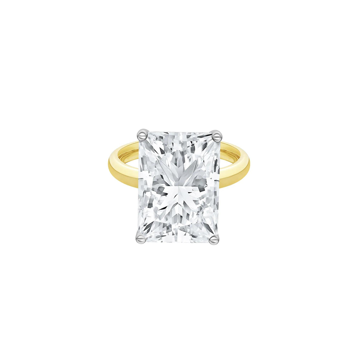 Lab Grown Diamond Radiant-Cut Solitaire Ring 14K Yellow & White Gold (9 CT.) Size 4 2mm