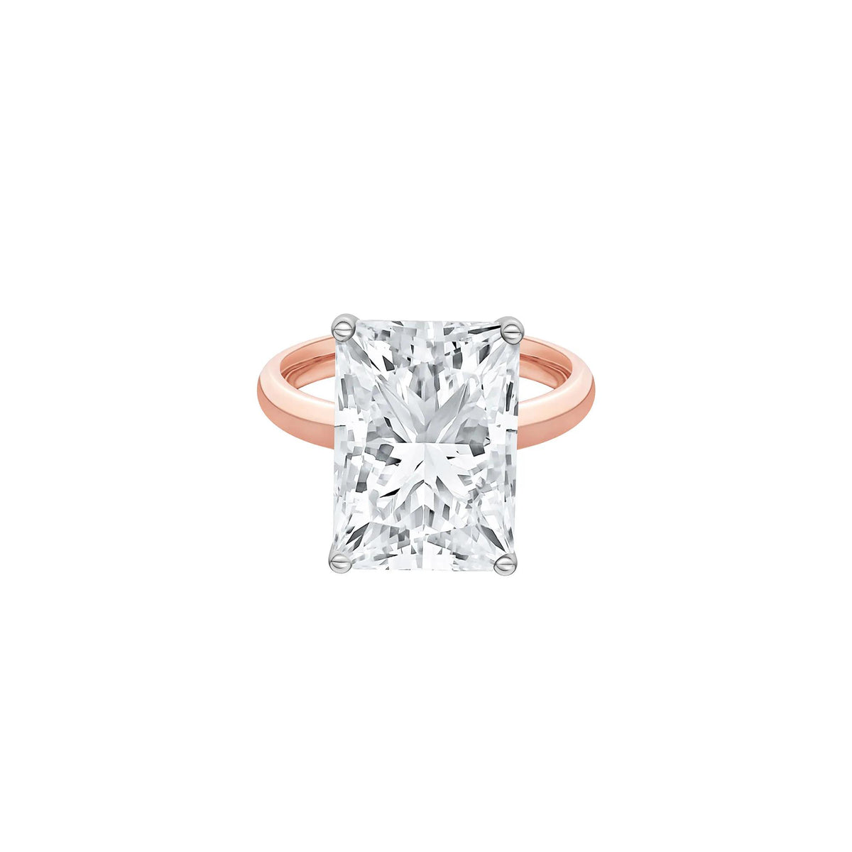 Lab Grown Diamond Radiant-Cut Solitaire Ring 14K Rose & White Gold (7 CT.) Size 6.5 2mm