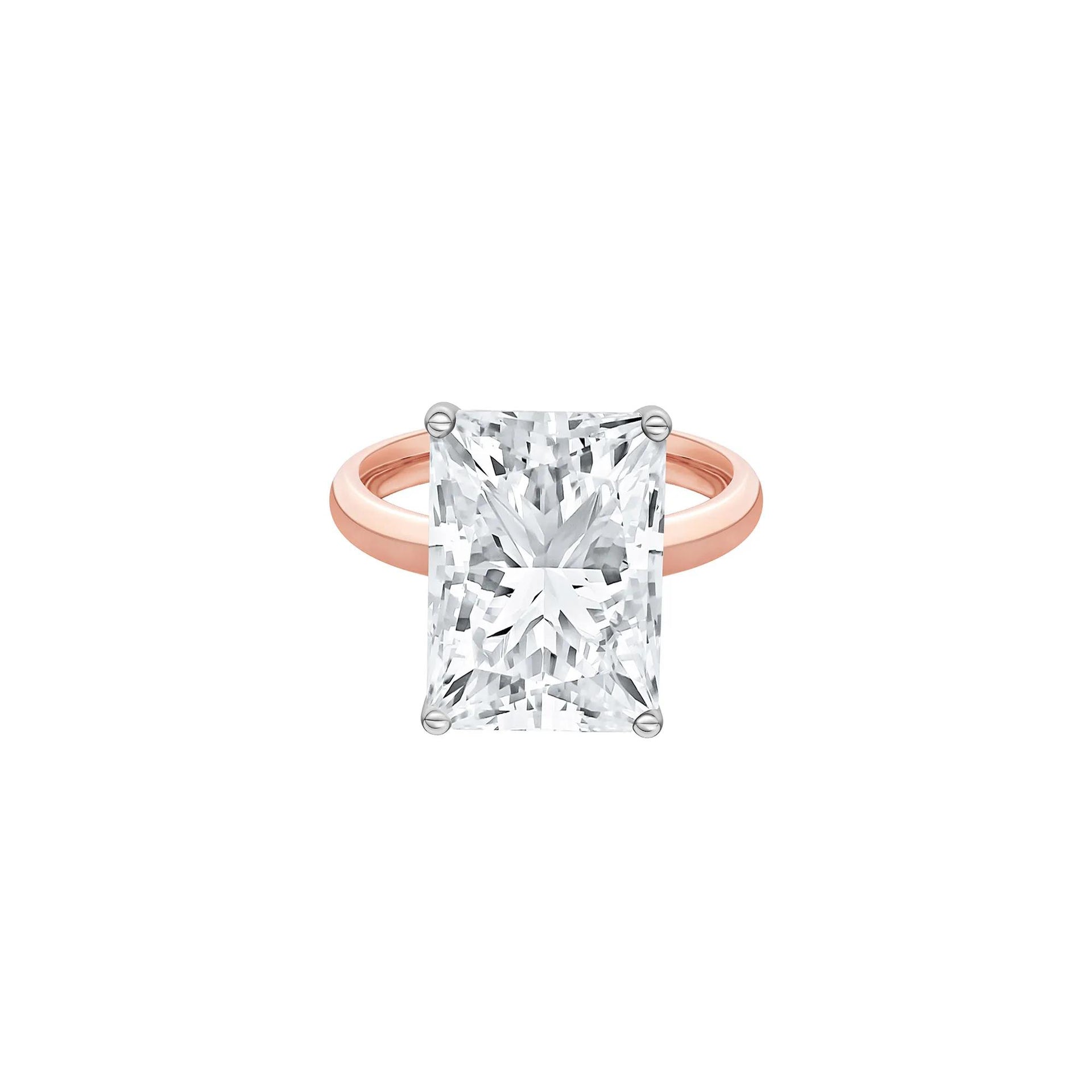 Lab Grown Diamond Radiant-Cut Solitaire Ring 14K Rose & White Gold (7 CT.) Size 7.5 2mm