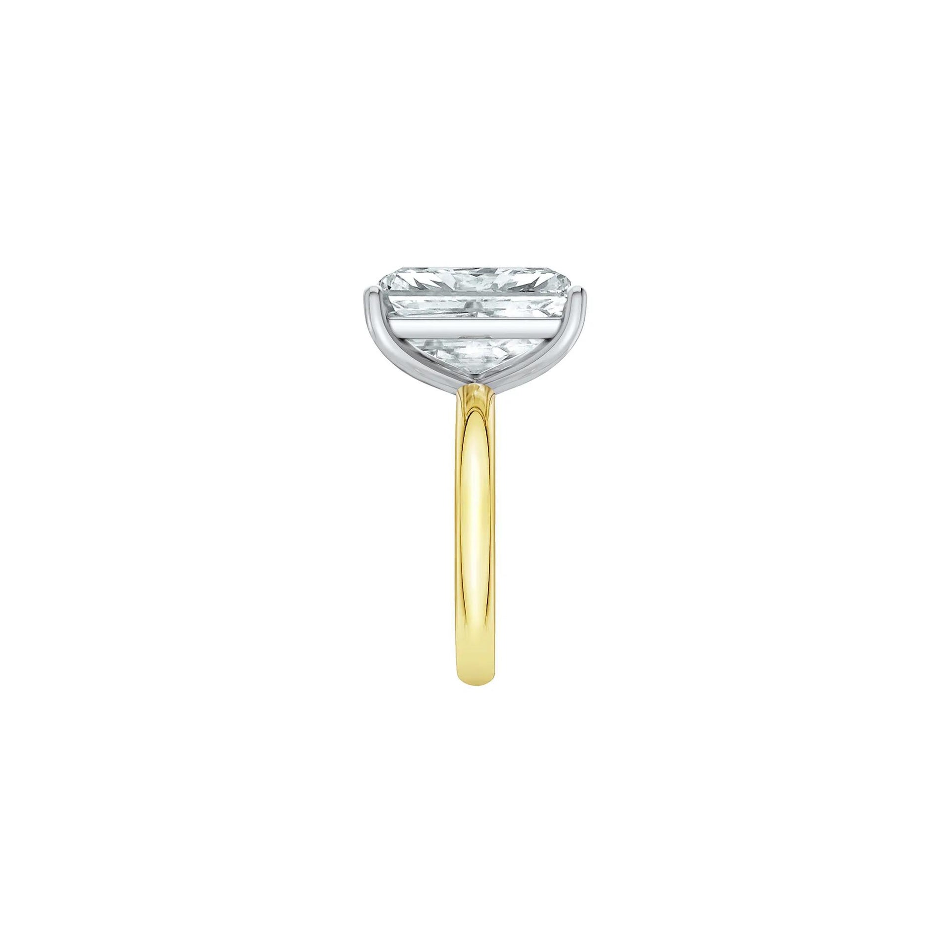 Lab Grown Diamond Radiant-Cut Solitaire Ring 14K Yellow & White Gold (7 CT.) Size 4.5 2mm