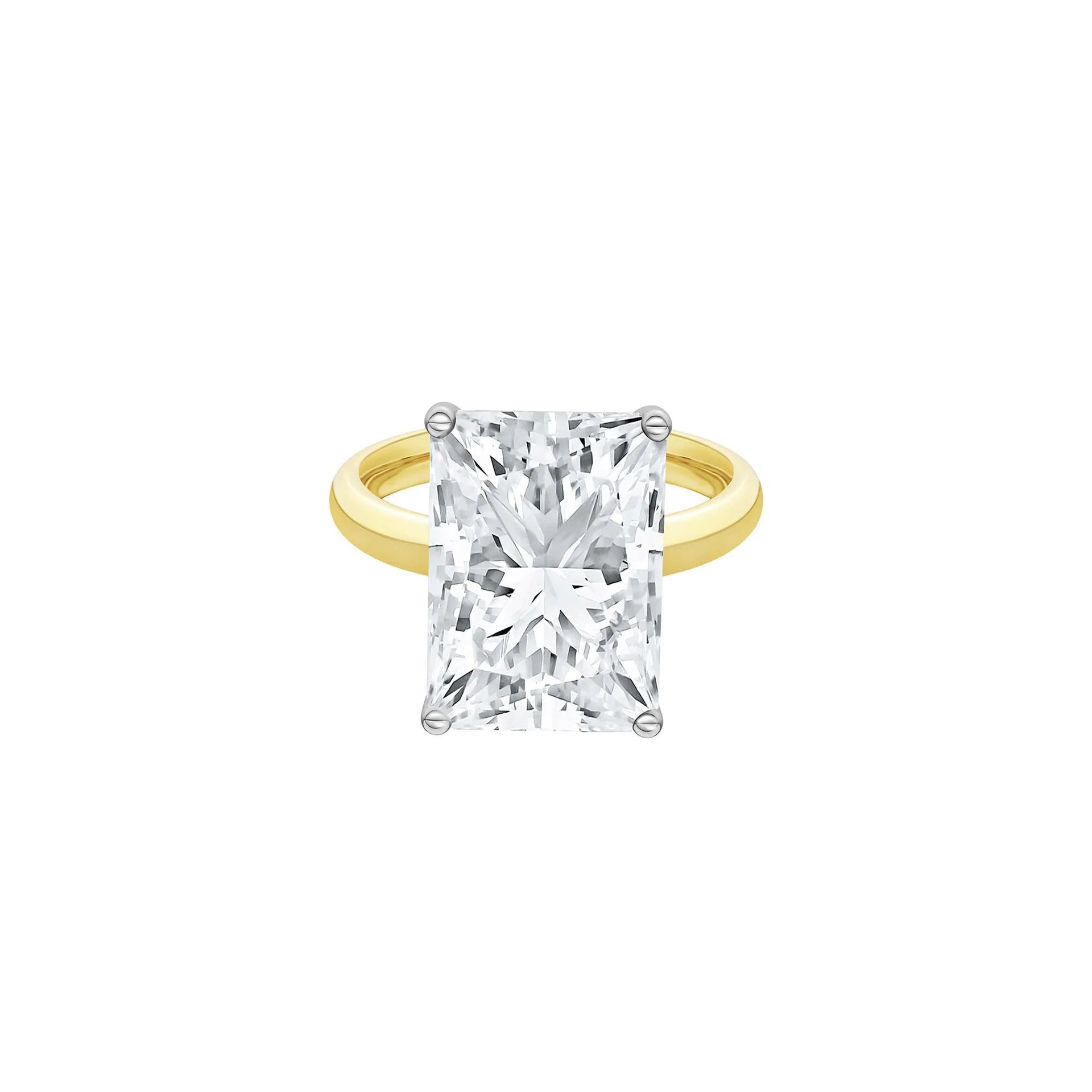 Lab Grown Diamond Radiant-Cut Solitaire Ring 14K Yellow & White Gold (7 CT.) Size 4.5 2mm