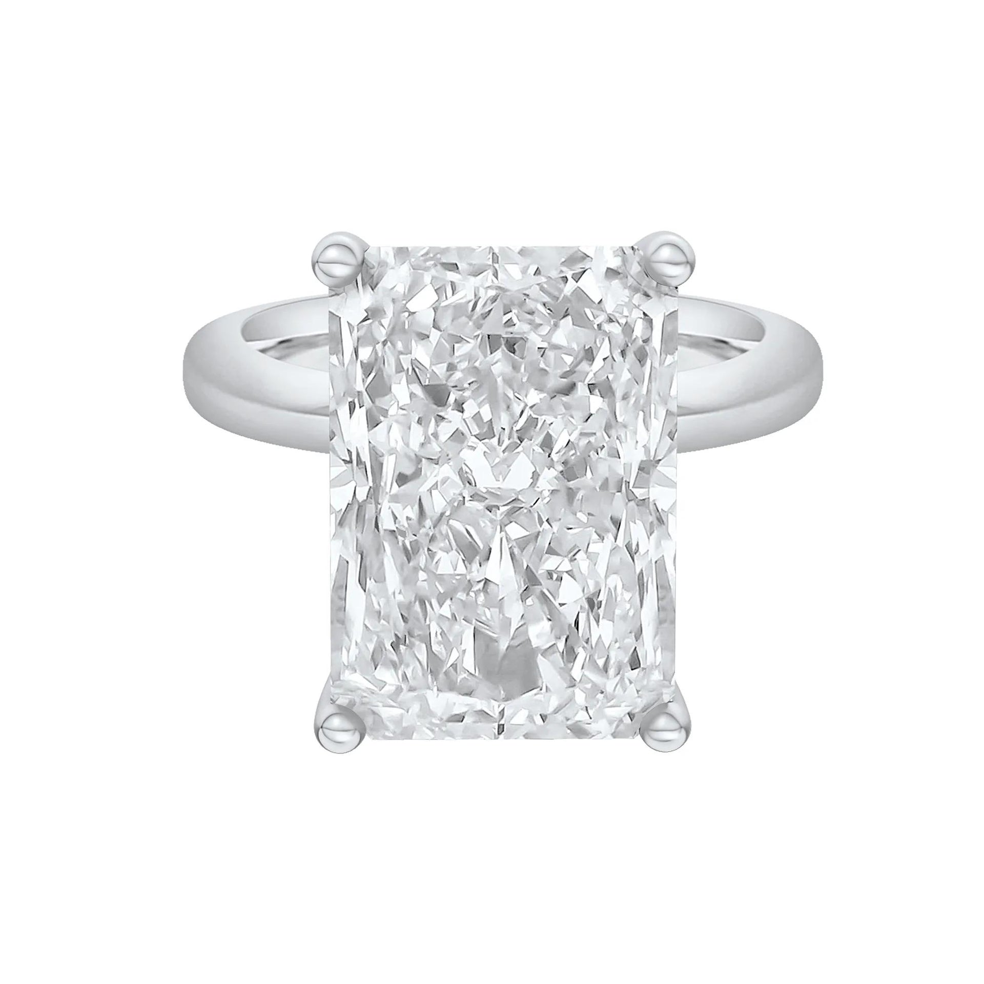 Lab Grown Diamond Radiant-Cut Solitaire Ring 14K White Gold (10 CT.) Size 6.5 2mm