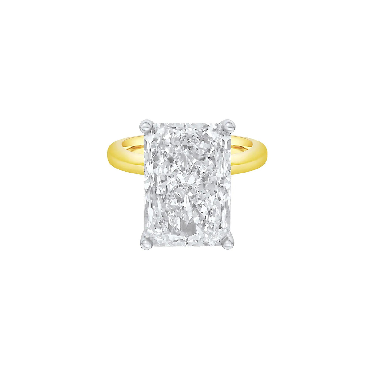 Lab Grown Diamond Radiant-Cut Solitaire Ring 14K Yellow & White Gold (10 CT.) Size 9 2mm
