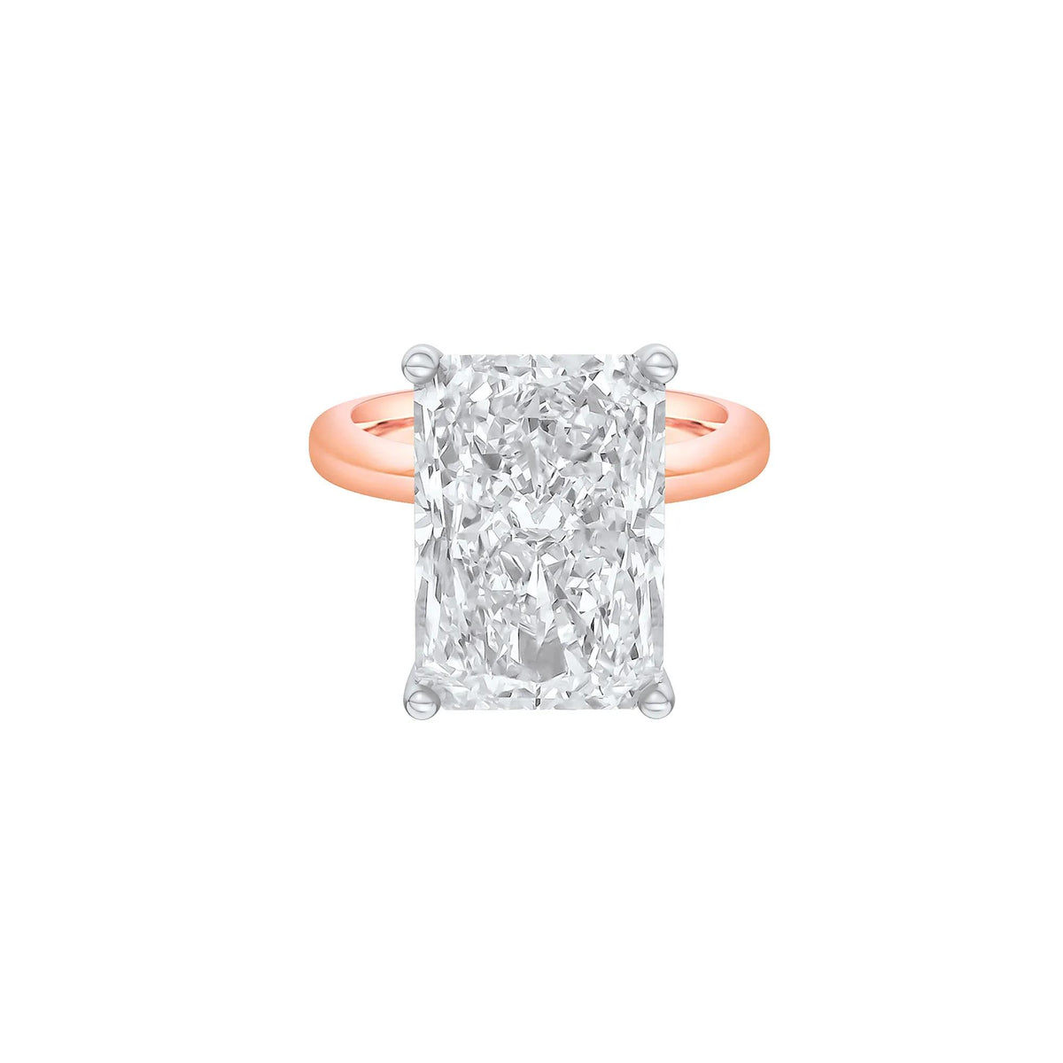 Lab Grown Diamond Radiant-Cut Solitaire Ring 14K Rose & White Gold (10 CT.) Size 7 2mm
