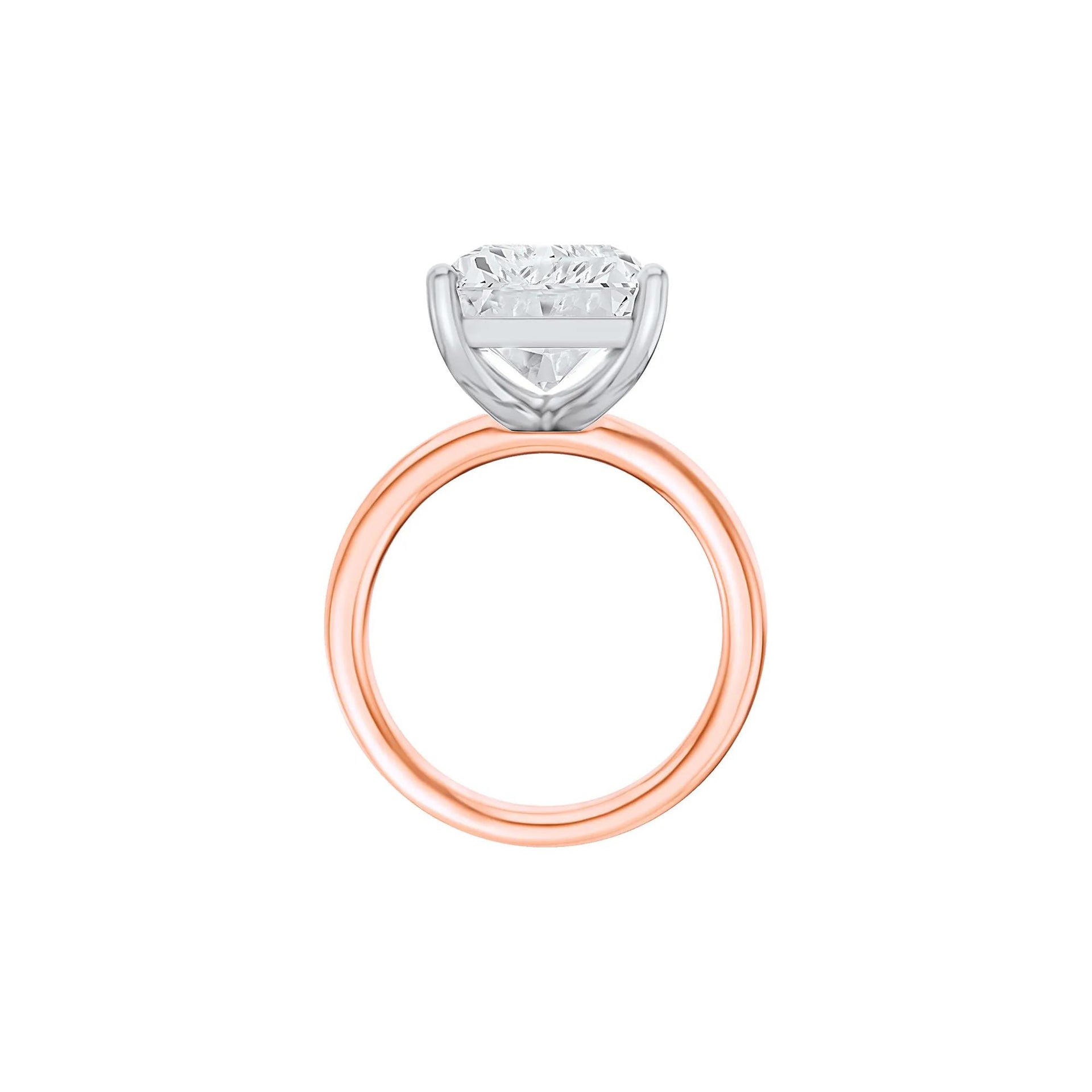 Lab Grown Diamond Radiant-Cut Solitaire Ring 14K Rose & White Gold (8 CT.) Size 10 2mm