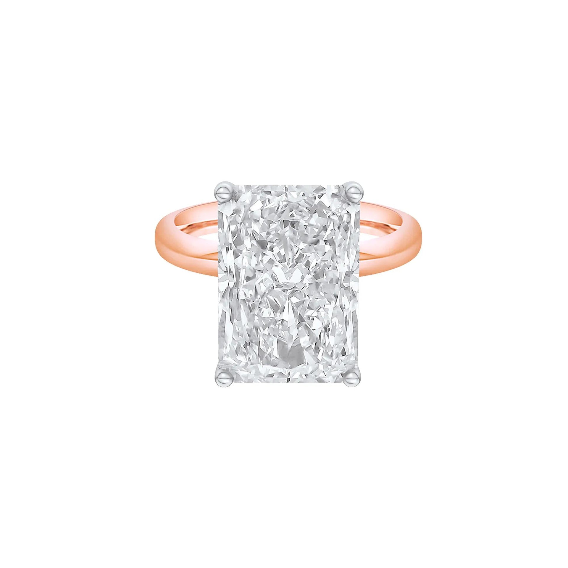 Lab Grown Diamond Radiant-Cut Solitaire Ring 14K Rose & White Gold (8 CT.) Size 10 2mm