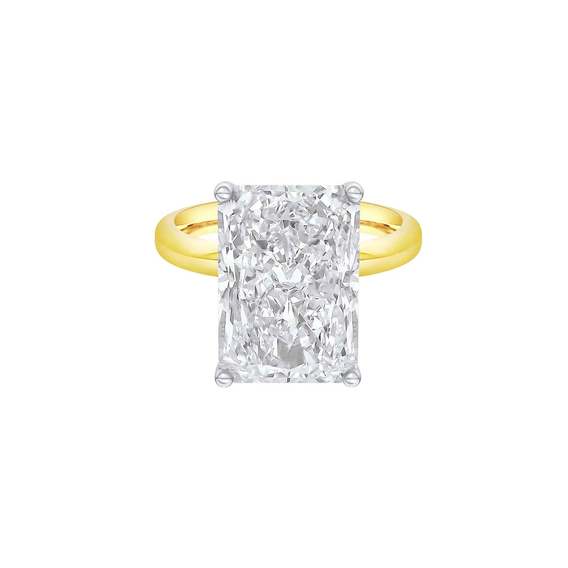 Lab Grown Diamond Radiant-Cut Solitaire Ring 14K Yellow & White Gold (8 CT.) Size 11 2mm