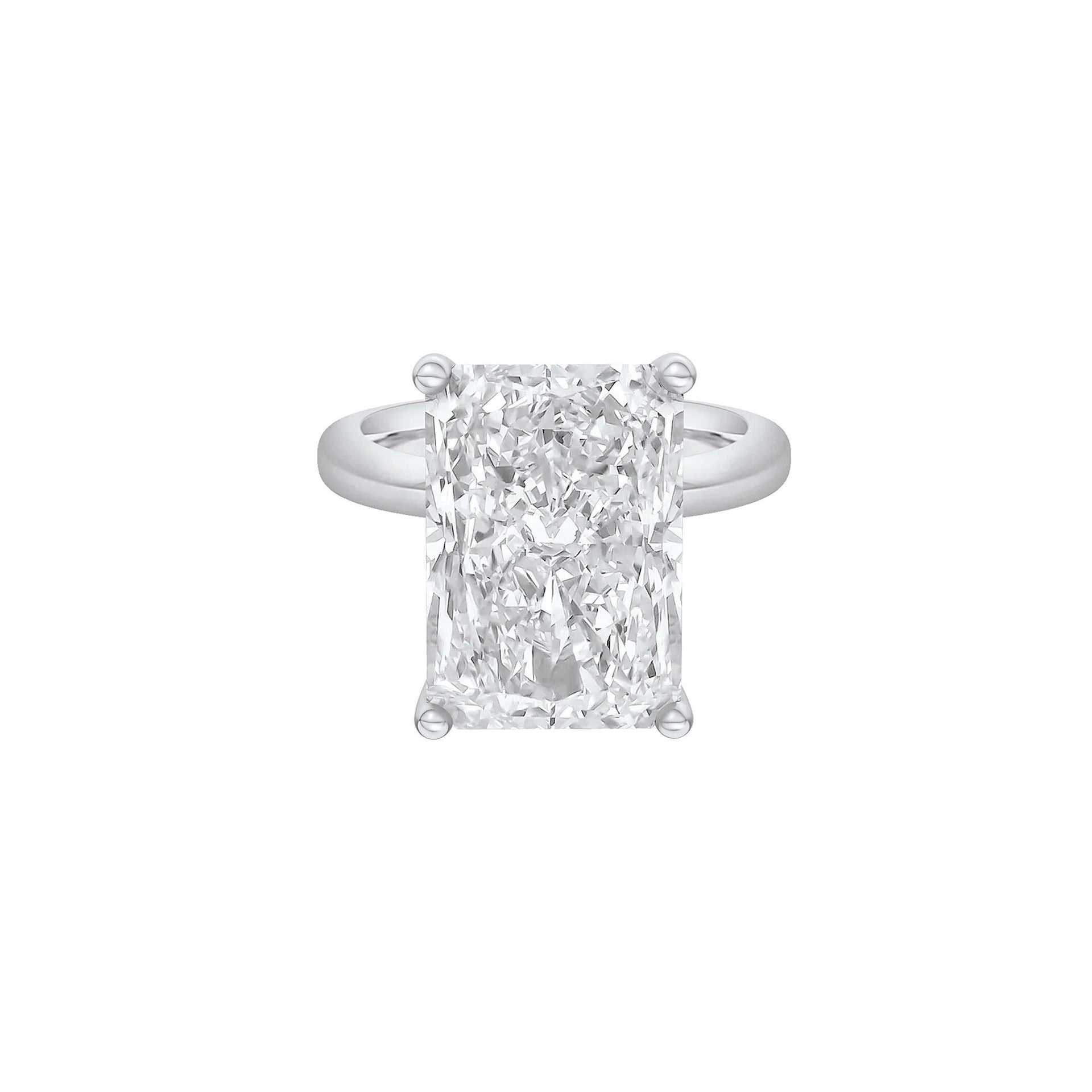 Lab Grown Diamond Radiant-Cut Solitaire Ring Platinum (10 CT.) White Size 12 2mm