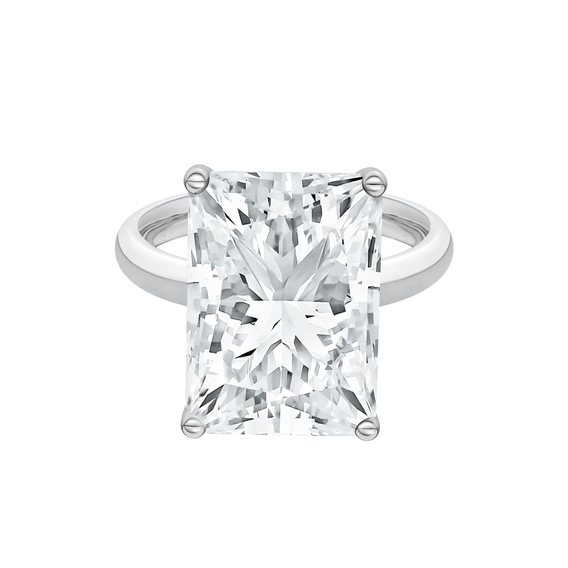 Lab Grown Diamond Radiant-Cut Solitaire Ring Platinum (8 CT.) White Size 10 2mm