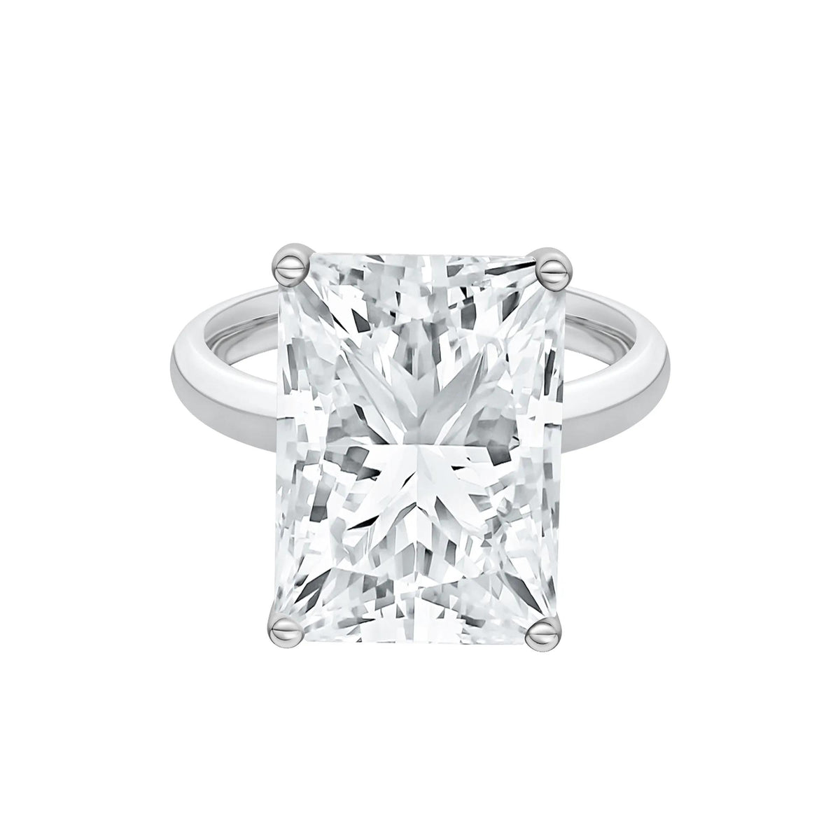 Lab Grown Diamond Radiant-Cut Solitaire Ring Platinum (8 CT.) White Size 4 2mm