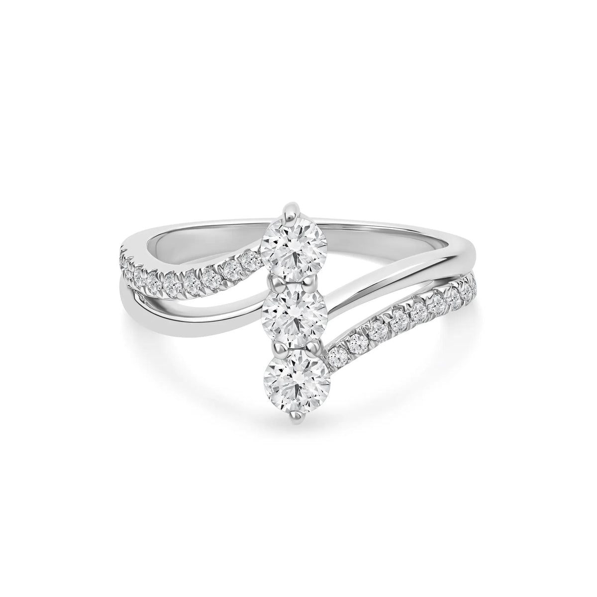 3/4 CT. Tw. Lab Grown Diamond Ring 10K White Gold Round Brilliant Cut Size 8 2mm