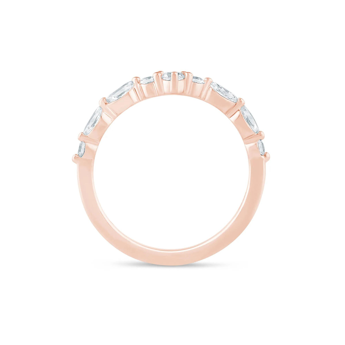 3/8 CT. Tw. Lab Grown Diamond Round and Marquise Contour Band Ring 14K Rose Gold Size 7 1.5mm