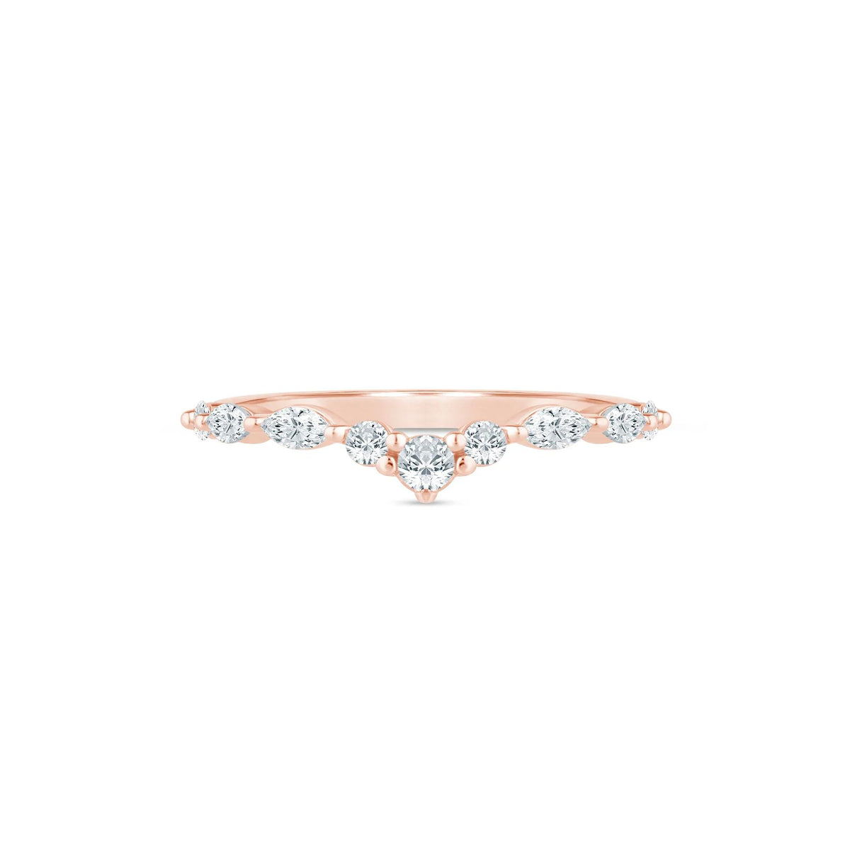 3/8 CT. Tw. Lab Grown Diamond Round and Marquise Contour Band Ring 14K Rose Gold Size 7 1.5mm