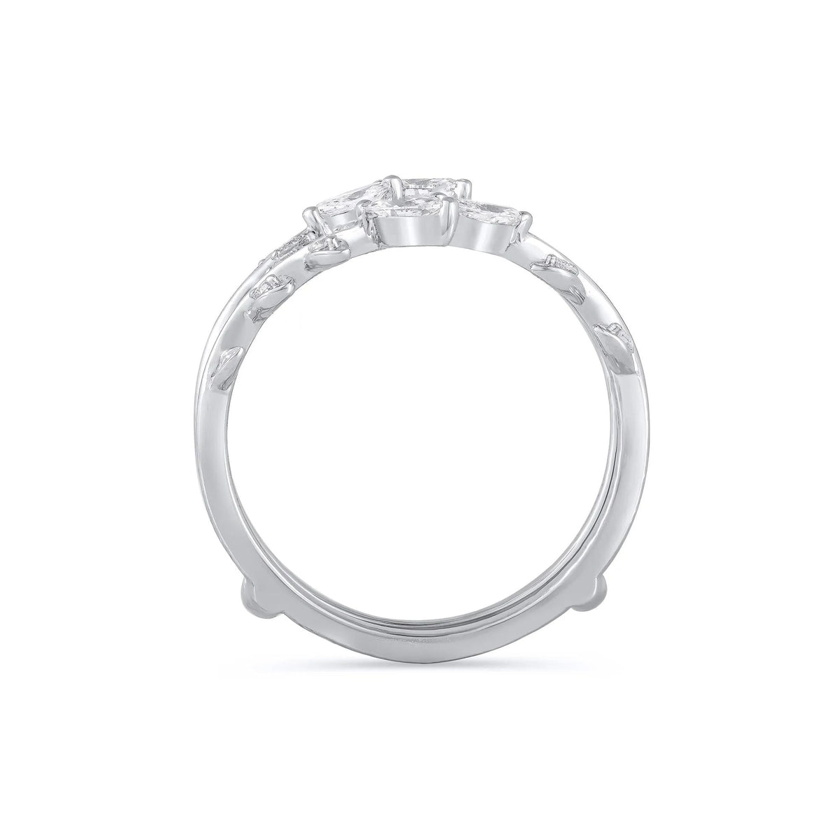3/8 CT. Tw. Lab Grown Diamond Round and Marquise Insert 14K White Gold Ring Round Brilliant Cut Size 9.5