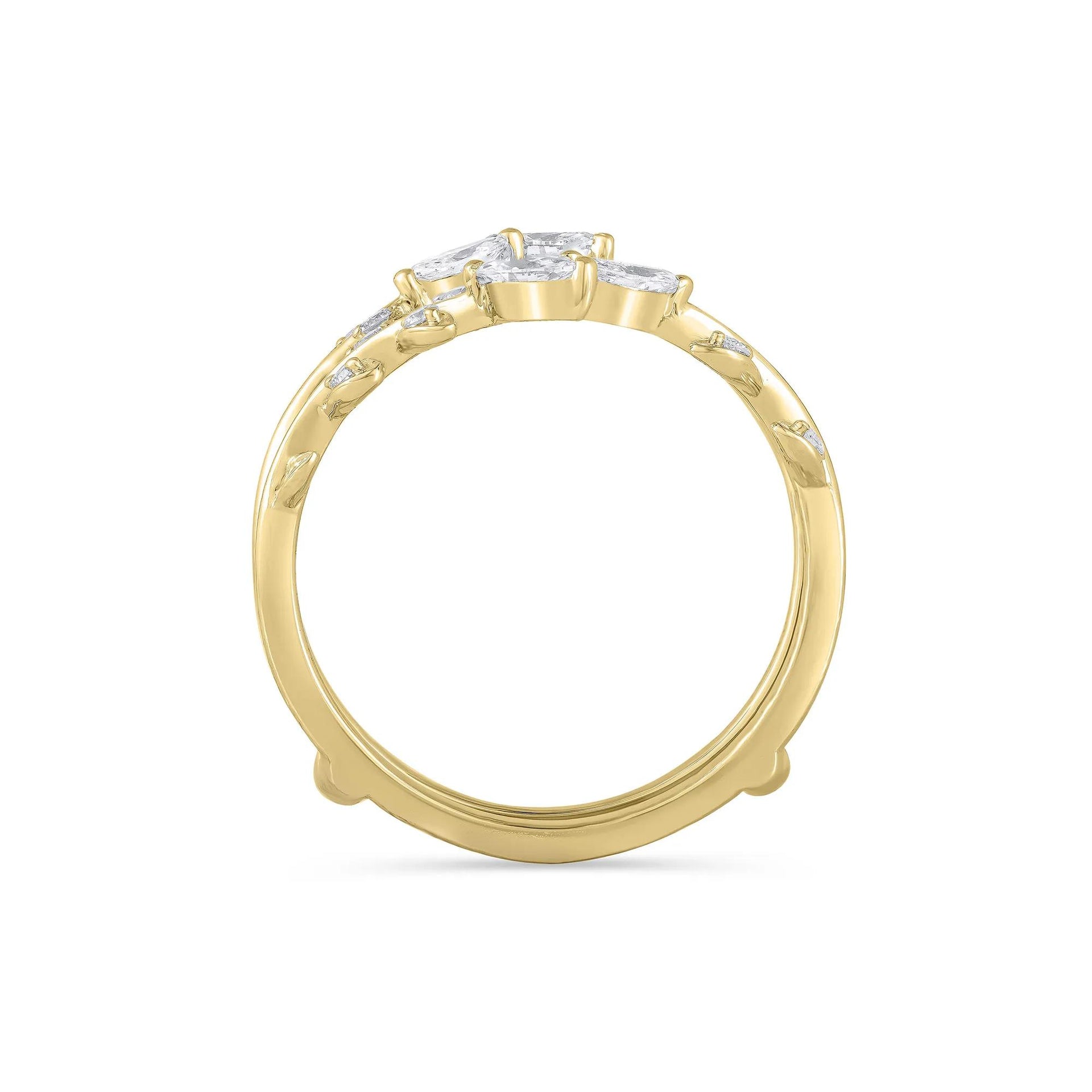 3/8 CT. Tw. Lab Grown Diamond Round and Marquise Insert 14K Yellow Gold Ring Round Brilliant Cut Size 10