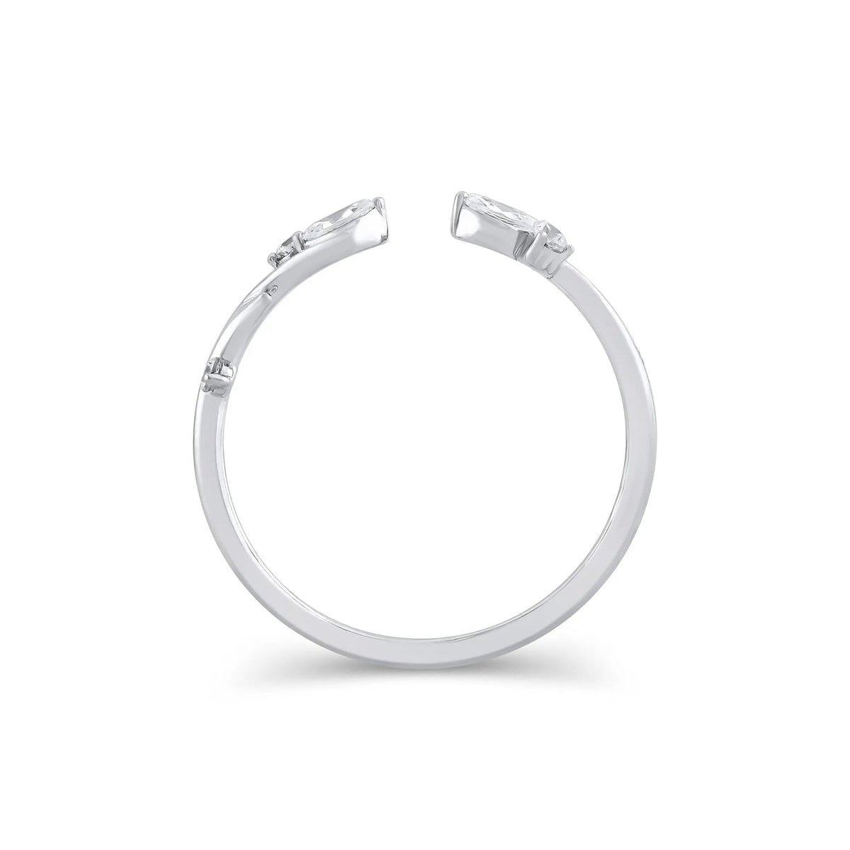 1/7 CT. Tw. Lab Grown Diamond Round & Marquise Open Stacking Ring 14K White Gold Size 8.5 4mm