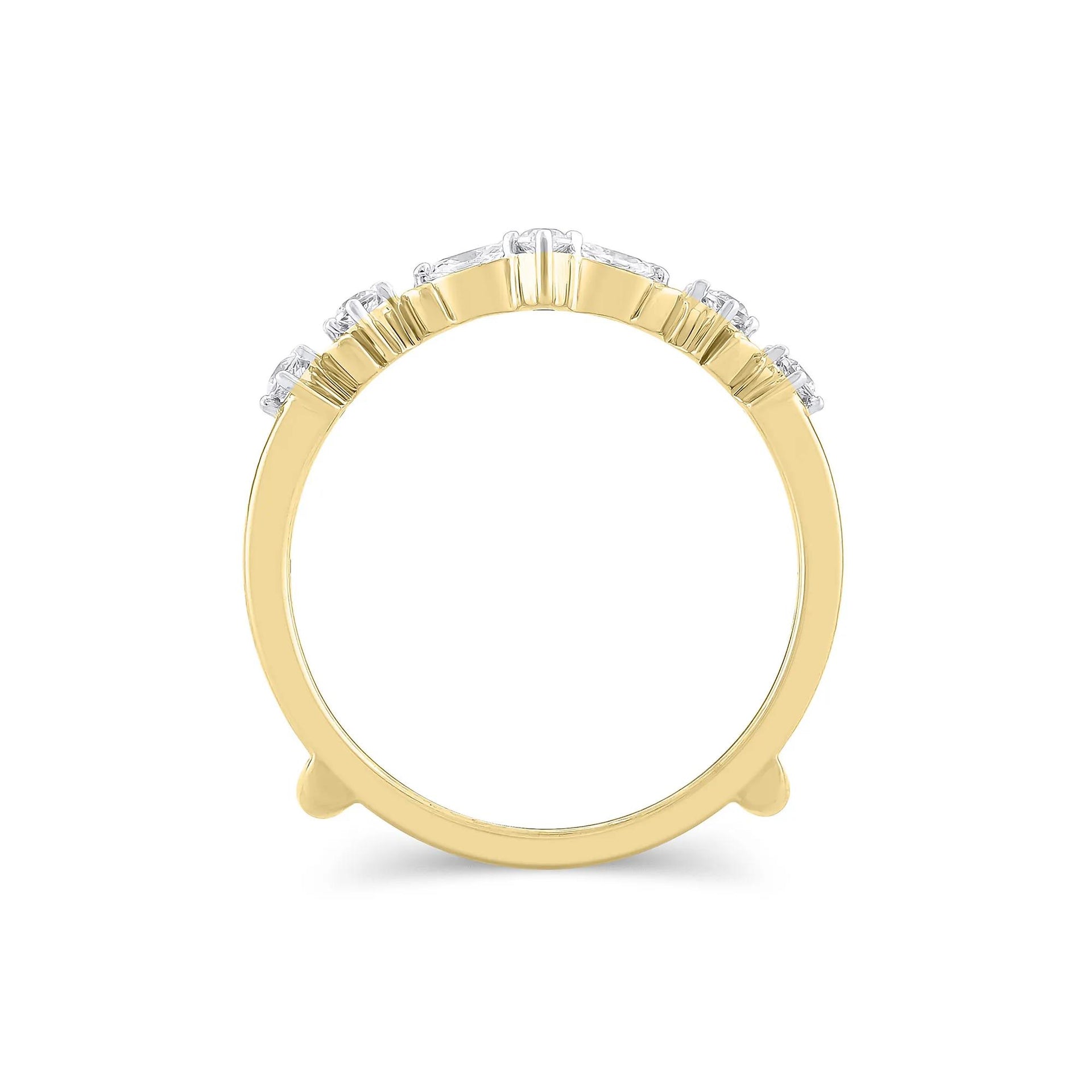 1/3 CT. Tw. Lab Grown Diamond Round & Marquise Ring Insert 14K Yellow Gold Round Brilliant Cut Size 9